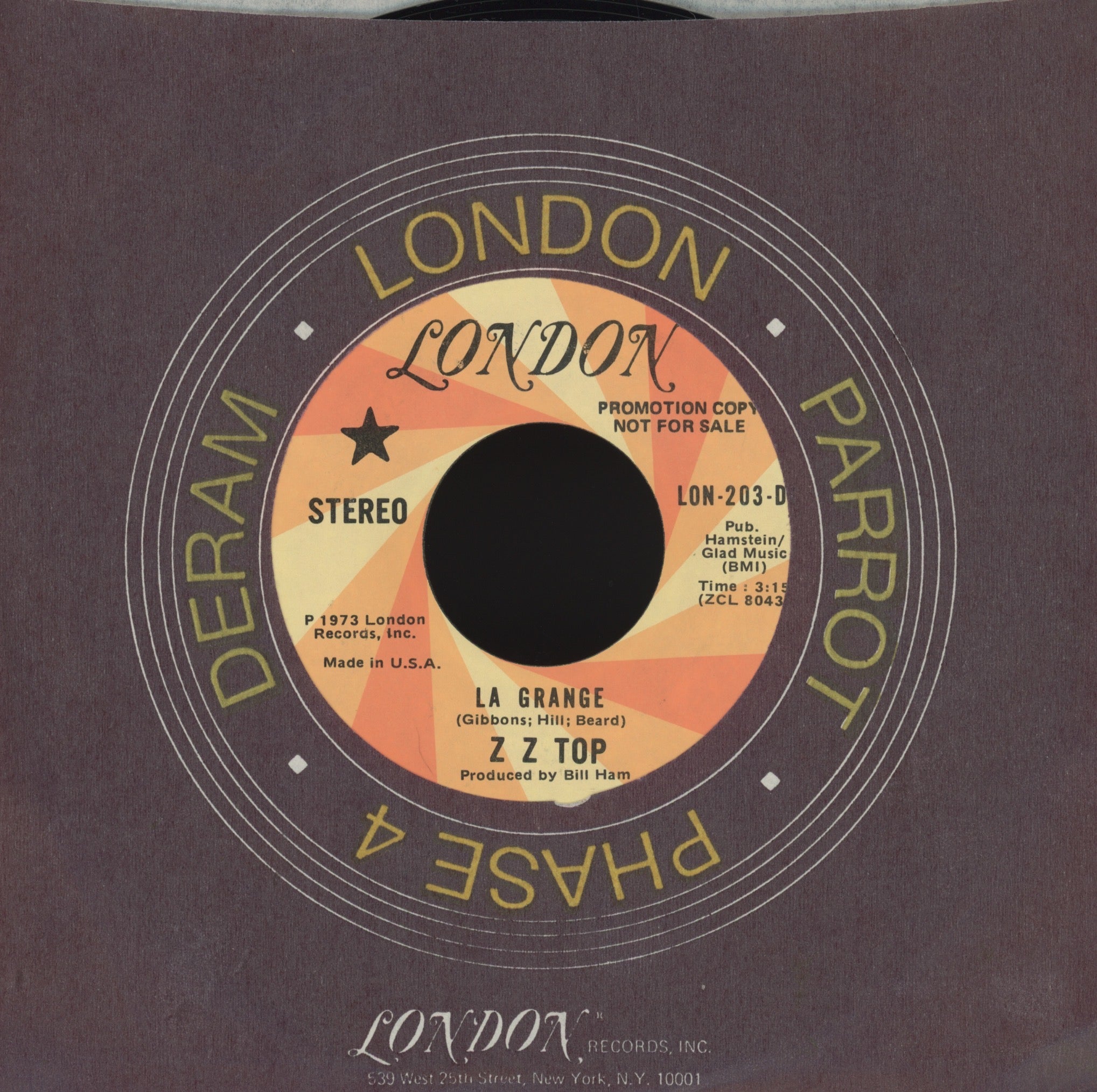 ZZ Top - La Grange on London Promo Rock 45