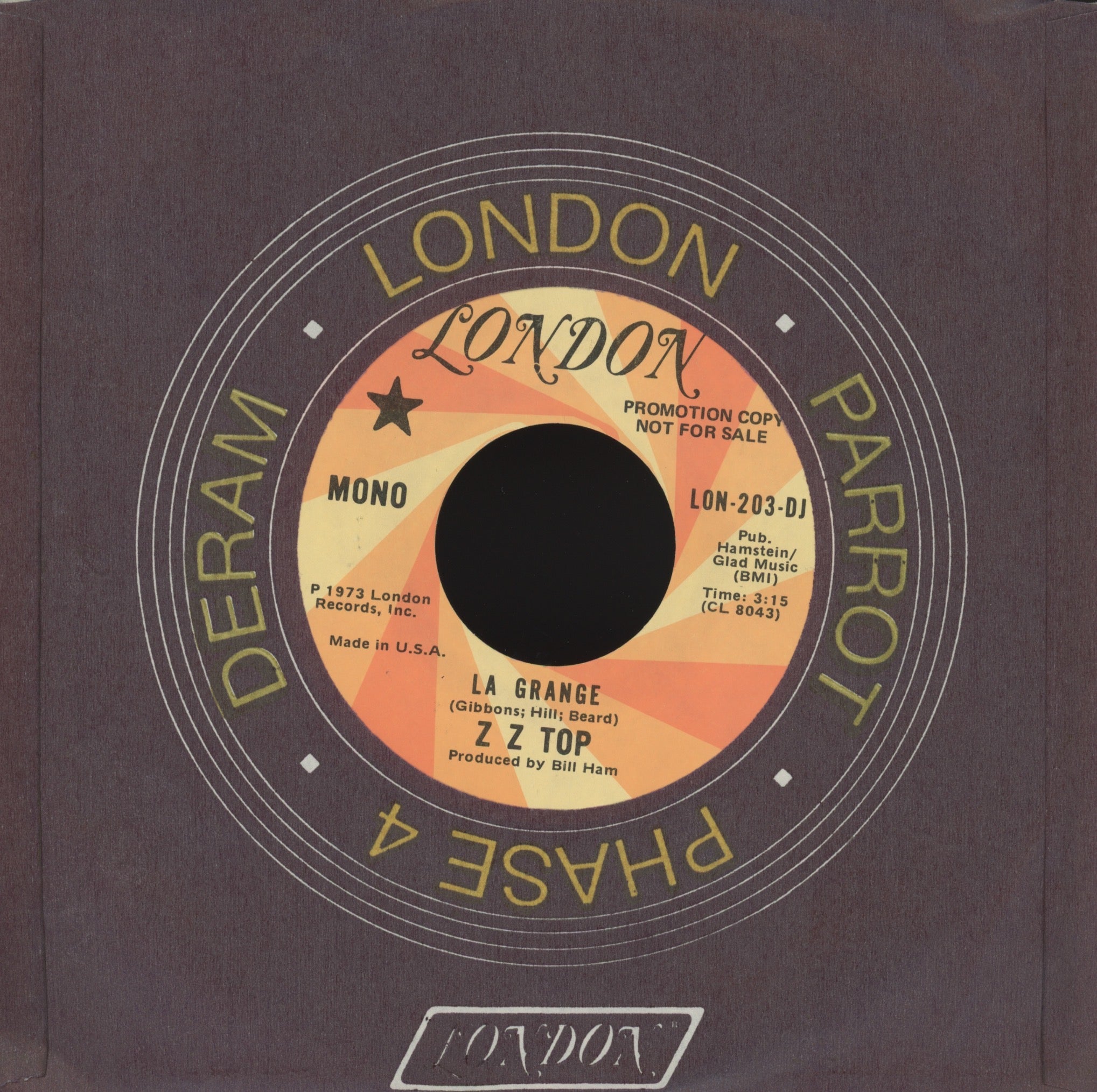 ZZ Top - La Grange on London Promo Rock 45