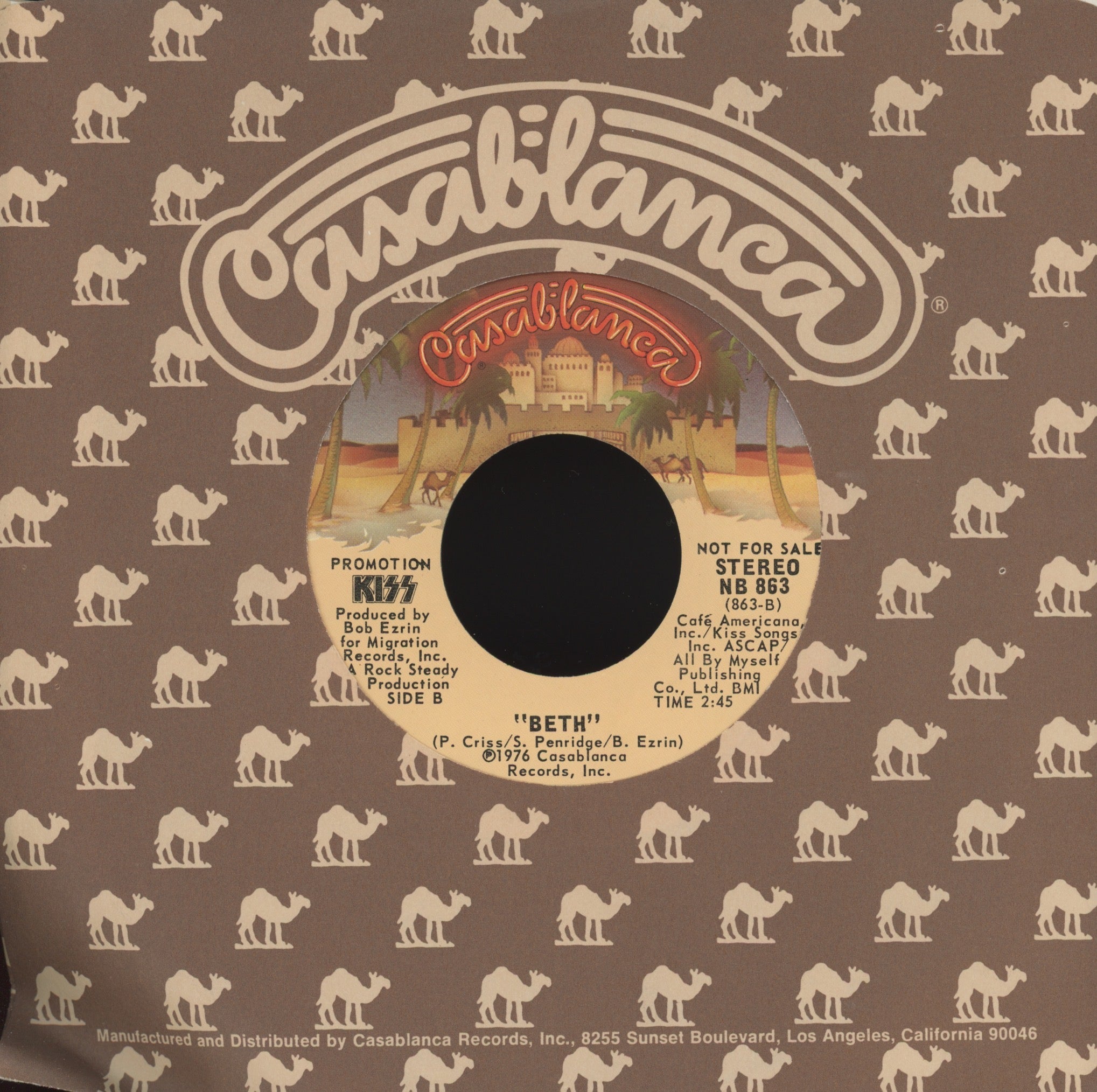 Kiss - Detroit Rock City / Beth on Casablanca Promo Rock 45