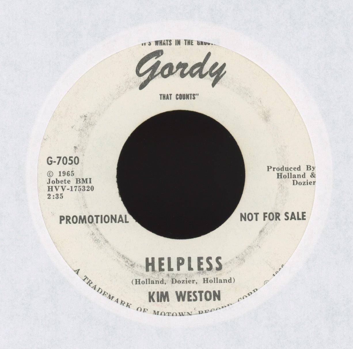 Kim Weston - Helpless on Gordy Promo Northern Soul 45