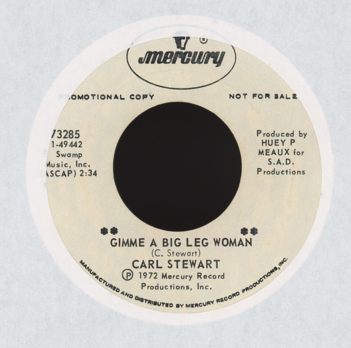 Carl Stewart - Ain't Going Back To That on Mercury Promo Soul 45