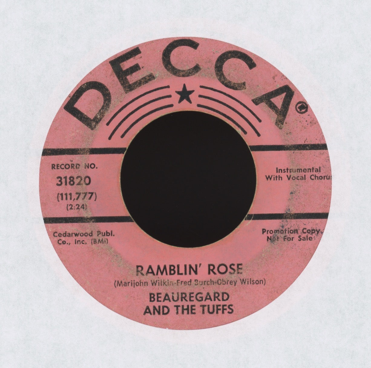 Beauregard And The Tuffs - Ramblin' Rose on Decca Promo Fuzz Garage Soul 45