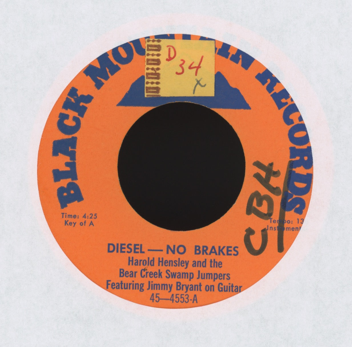 Harold Hensley And The Bear Creek Swamp Jumpers- Diesel - No Brakes on Black Mountain Instro Rockabilly Bop 45