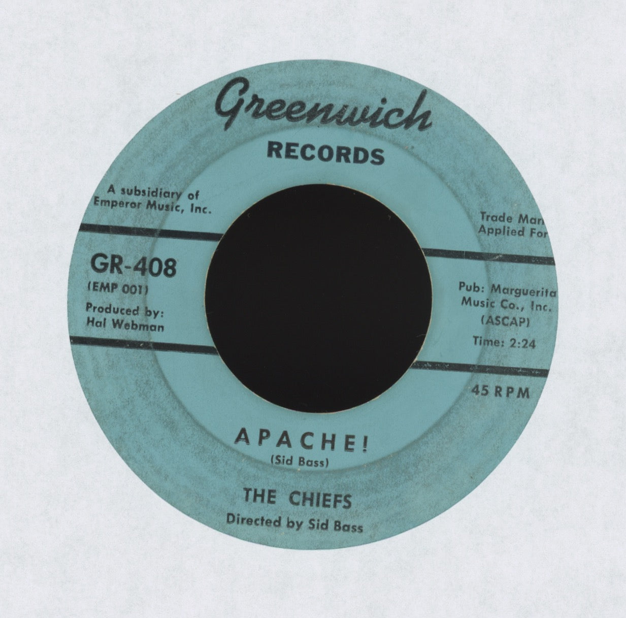 The Chiefs - Apache! on Greenwich Sleazy Instro R&B 45