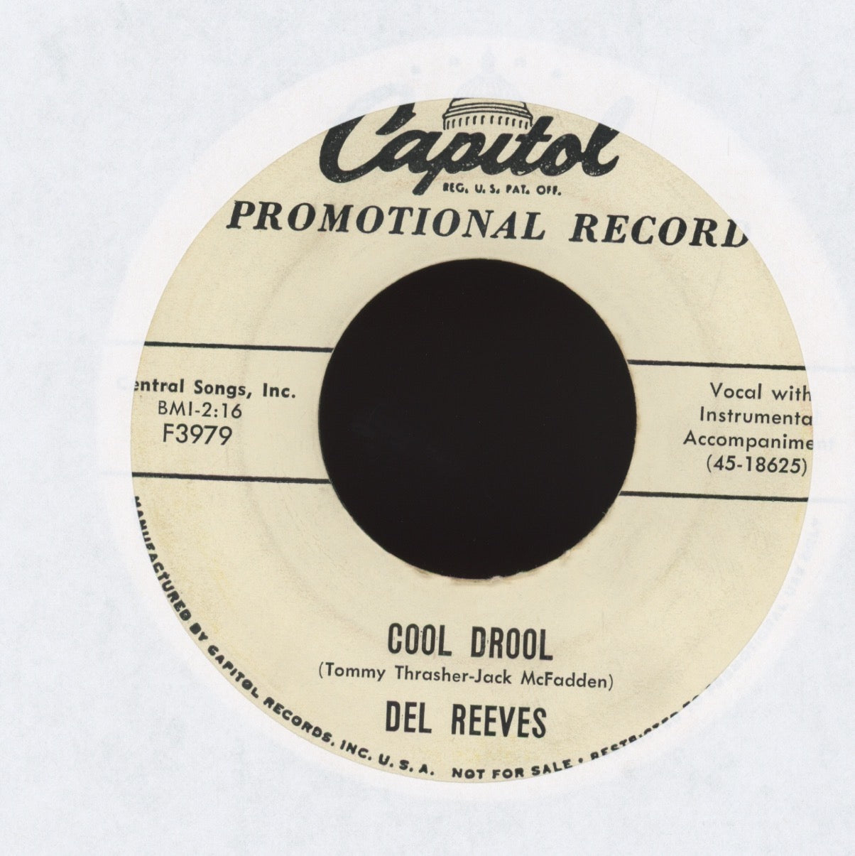 Del Reeves - The Trot / Cool Drool on Capitol Promo Rockabilly 45