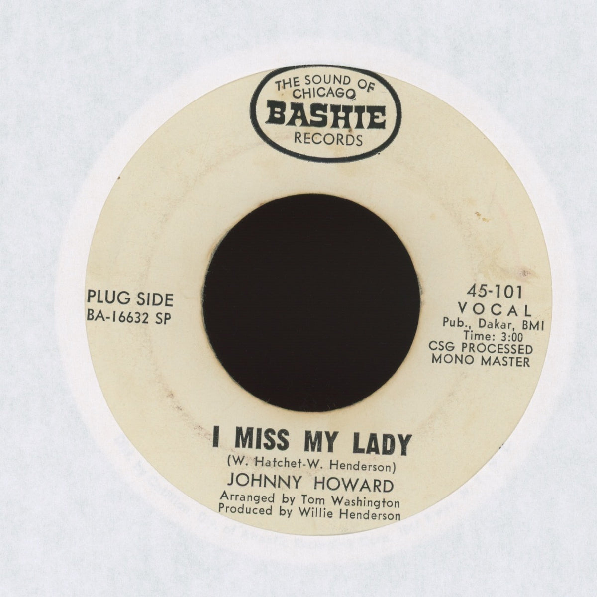 Johnny Howard - The Chase is On on Bashie Records - Promo Northern Soul 45