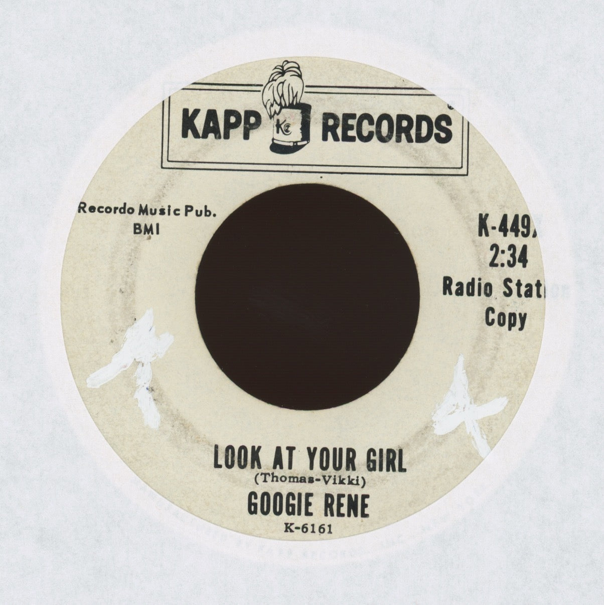 Googie Rene - Look At Your Girl / Hard Times on Kapp Promo R&B Mod Soul 45