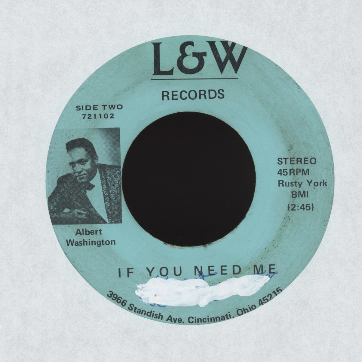 Albert Washington - Betty Jane on L&W R&B 45