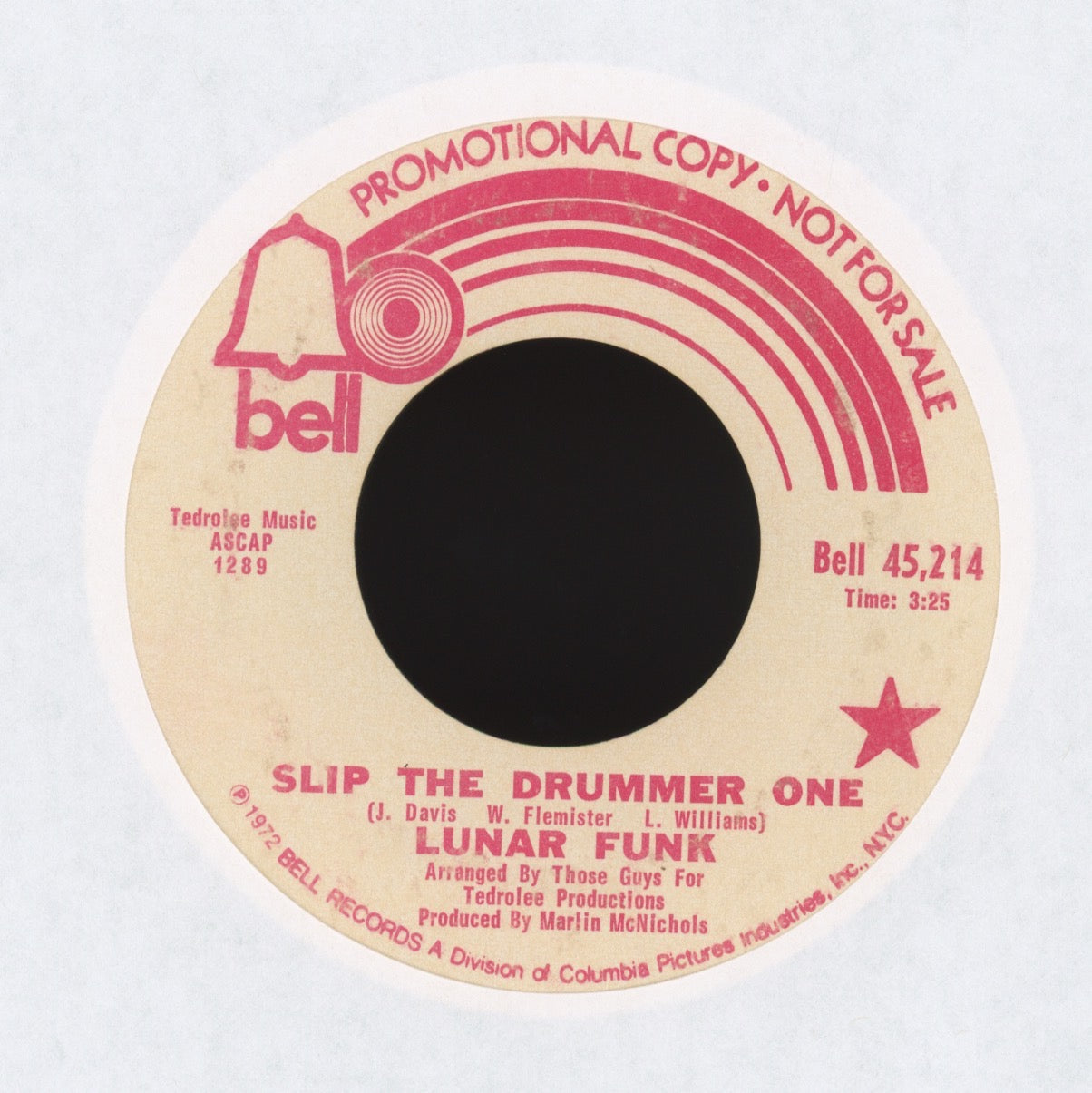 Lunar Funk - Slip The Drummer One on Bell Promo Funk 45