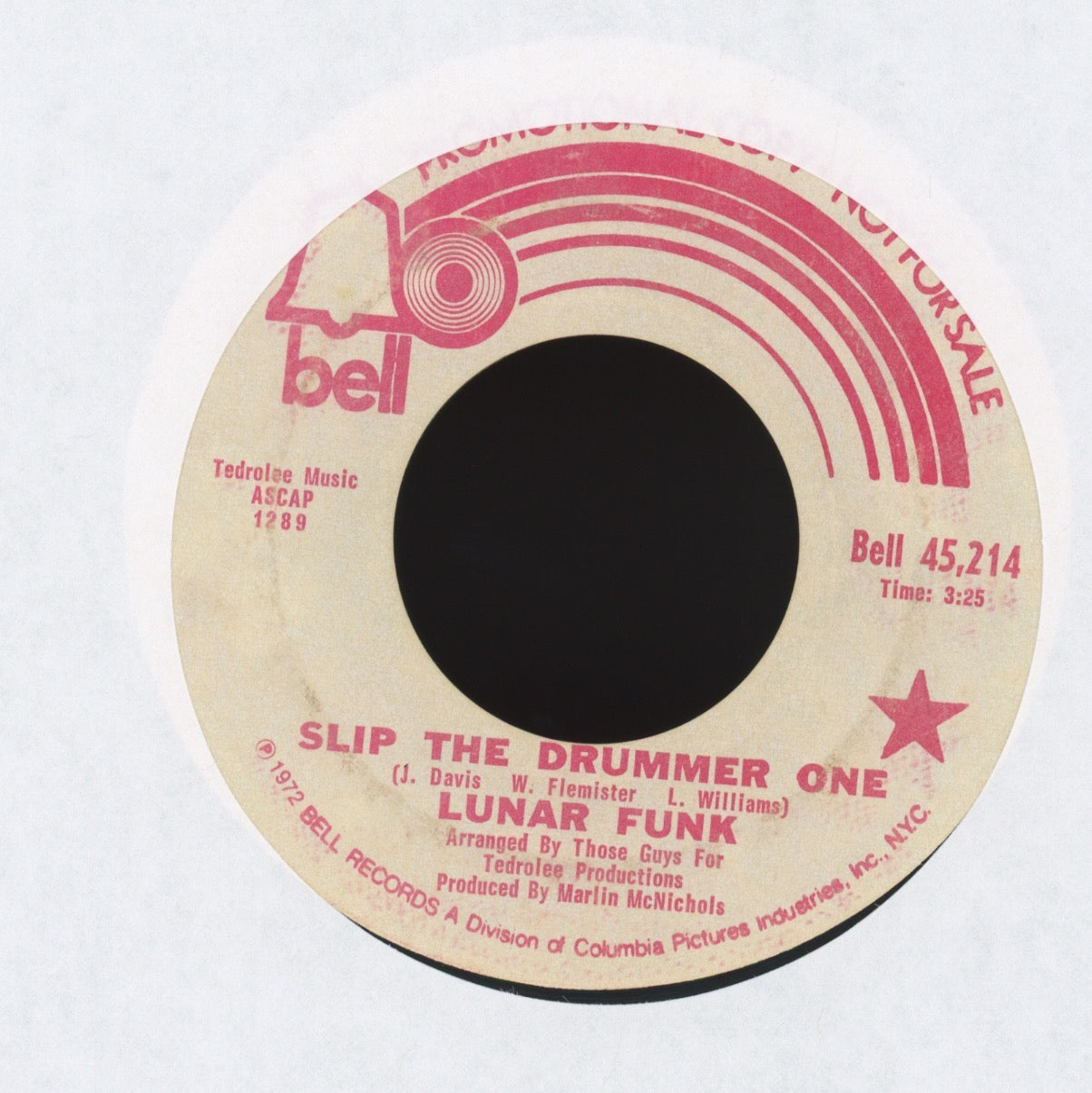 Lunar Funk - Slip The Drummer One on Bell Promo Funk 45