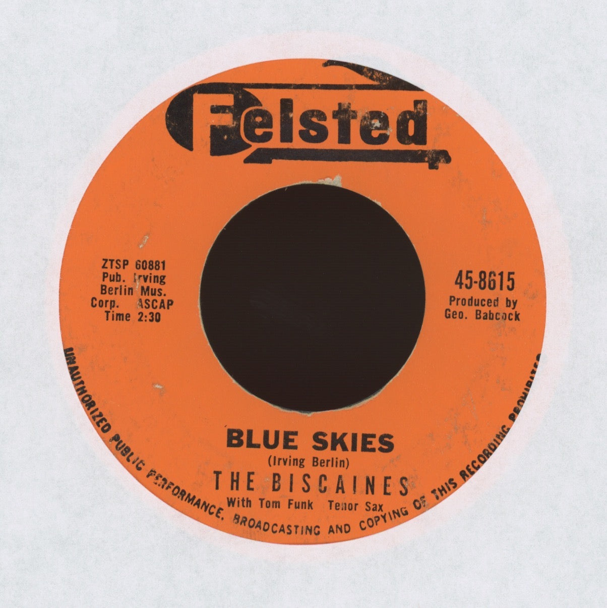 The Biscaines - Blue Skies on Felsted Surf 45