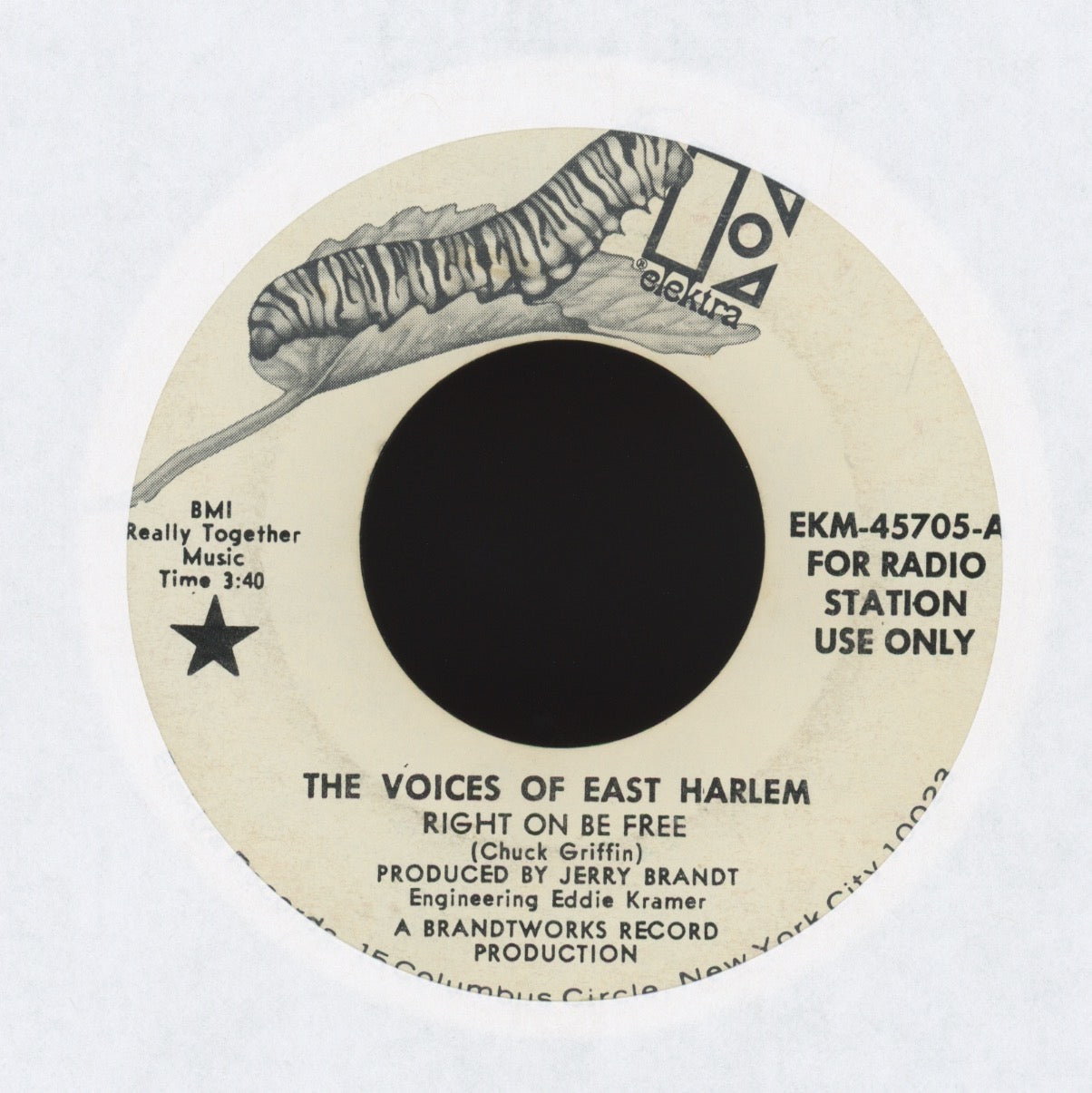 The Voices Of East Harlem - Right On Be Free on Elektra Promo Funk 45