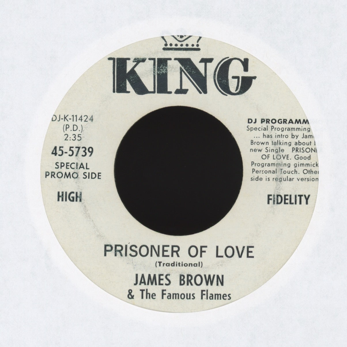 James Brown & The Famous Flames - Prisoner Of Love on King Promo Soul 45