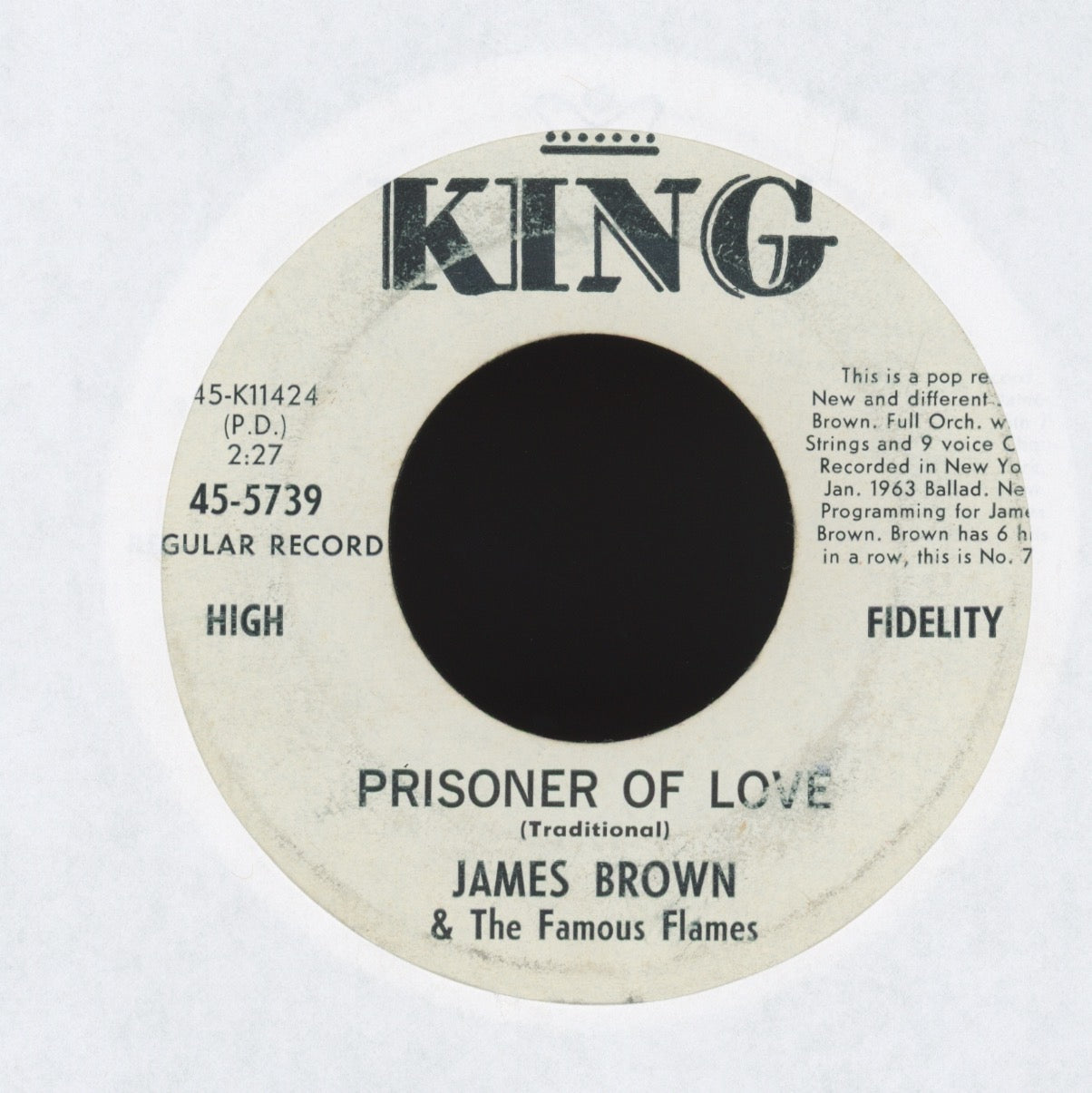 James Brown & The Famous Flames - Prisoner Of Love on King Promo Soul 45