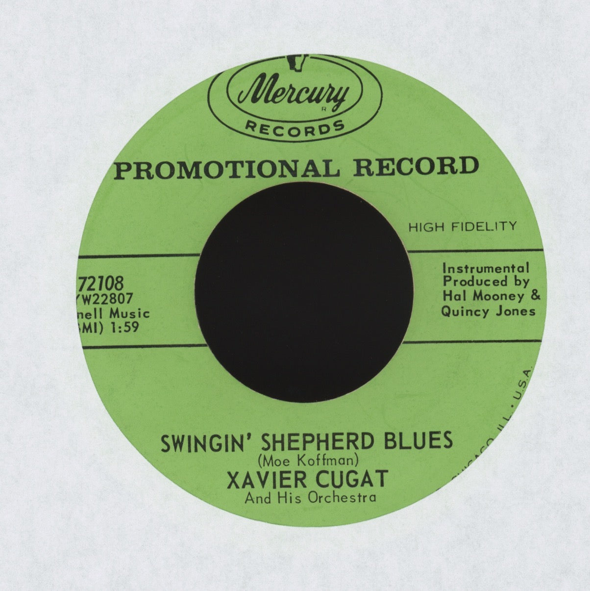 Xavier Cugat And His Orchestra - Watermelon Man on Mercury Promo Latin Jazz 45