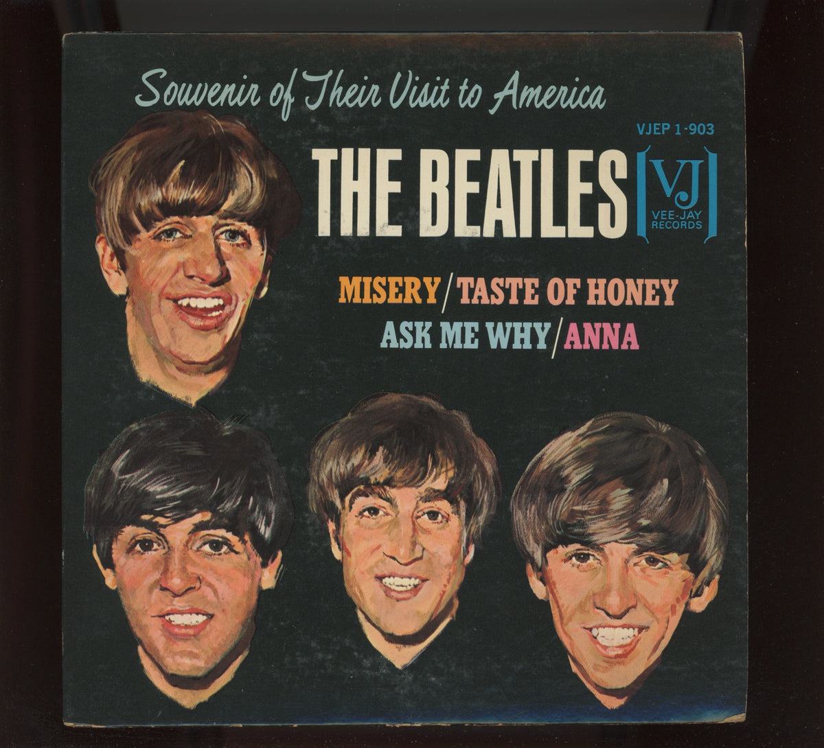 The Beatles - Souvenir Of Their Visit To America on Vee Jay Records Rock 45 EP With Picture Cover