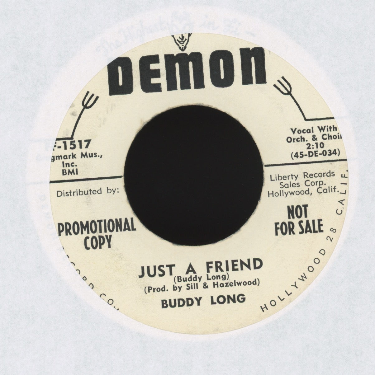 Buddy Long - It's Nothin' To Me on Demon Promo Rockabilly 45