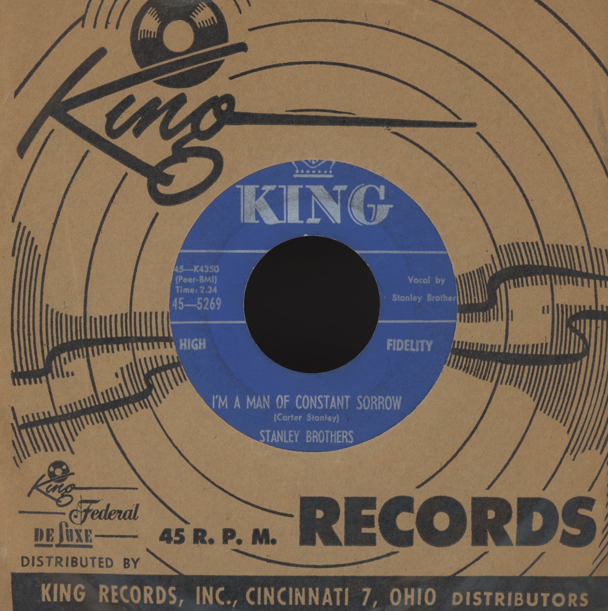 The Stanley Brothers - I'm A Man Of Constant Sorrow on King Bluegrass 45