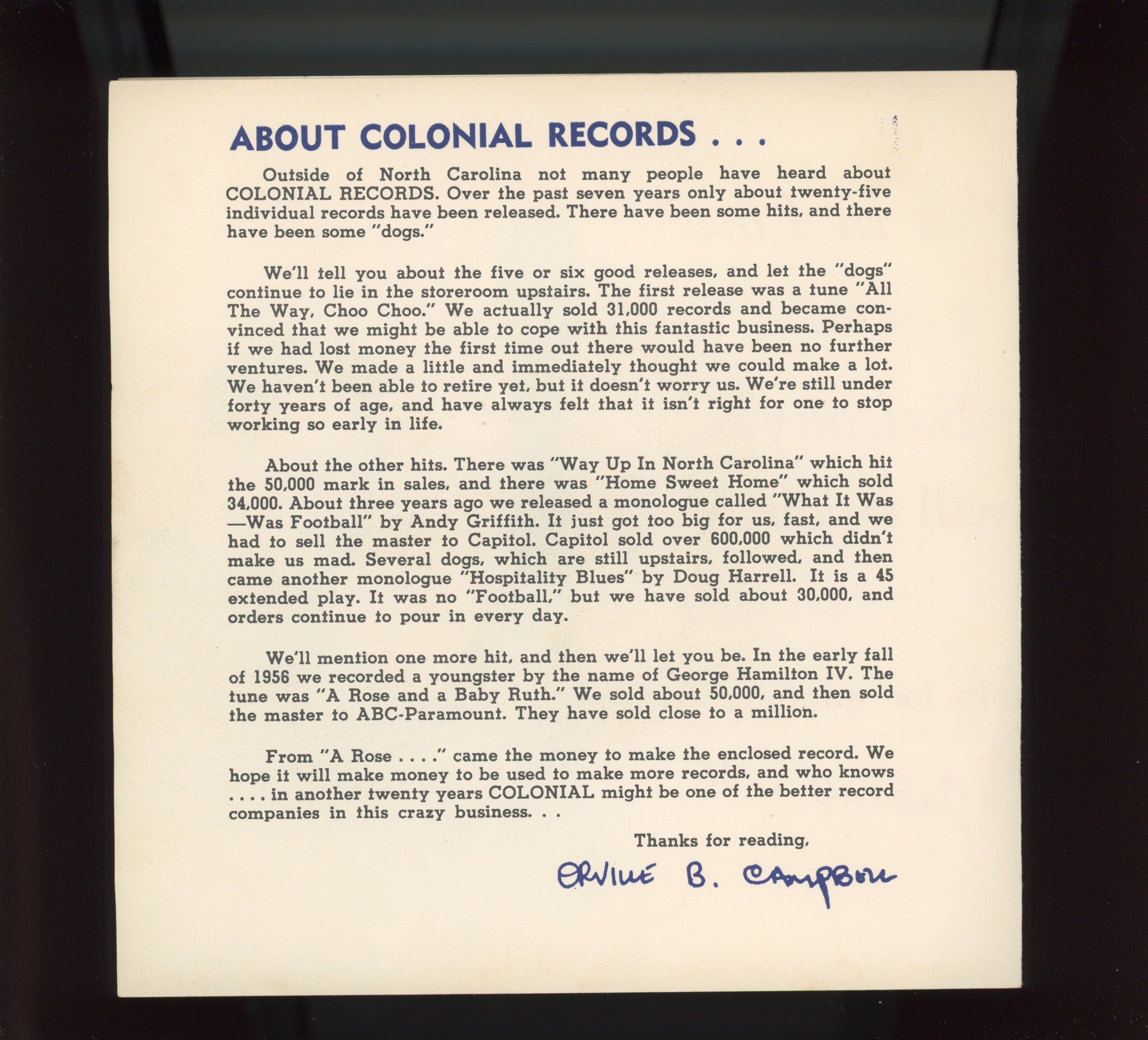 Johnny Dee - Sittin' In The Balcony on Colonial Rockabilly Doo Wop with Picture Sleeve and Custom Colonial Sleeve