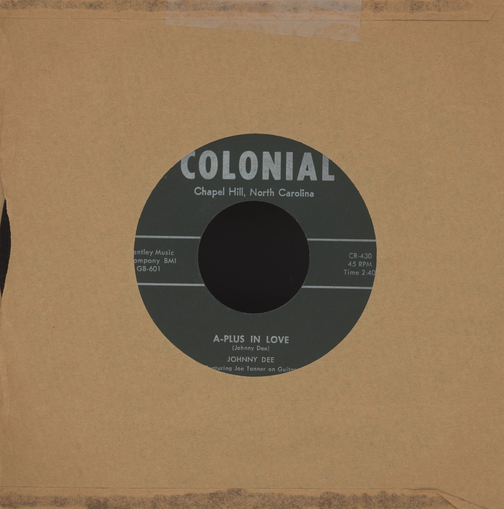 Johnny Dee - Sittin' In The Balcony on Colonial Rockabilly Doo Wop with Picture Sleeve and Custom Colonial Sleeve