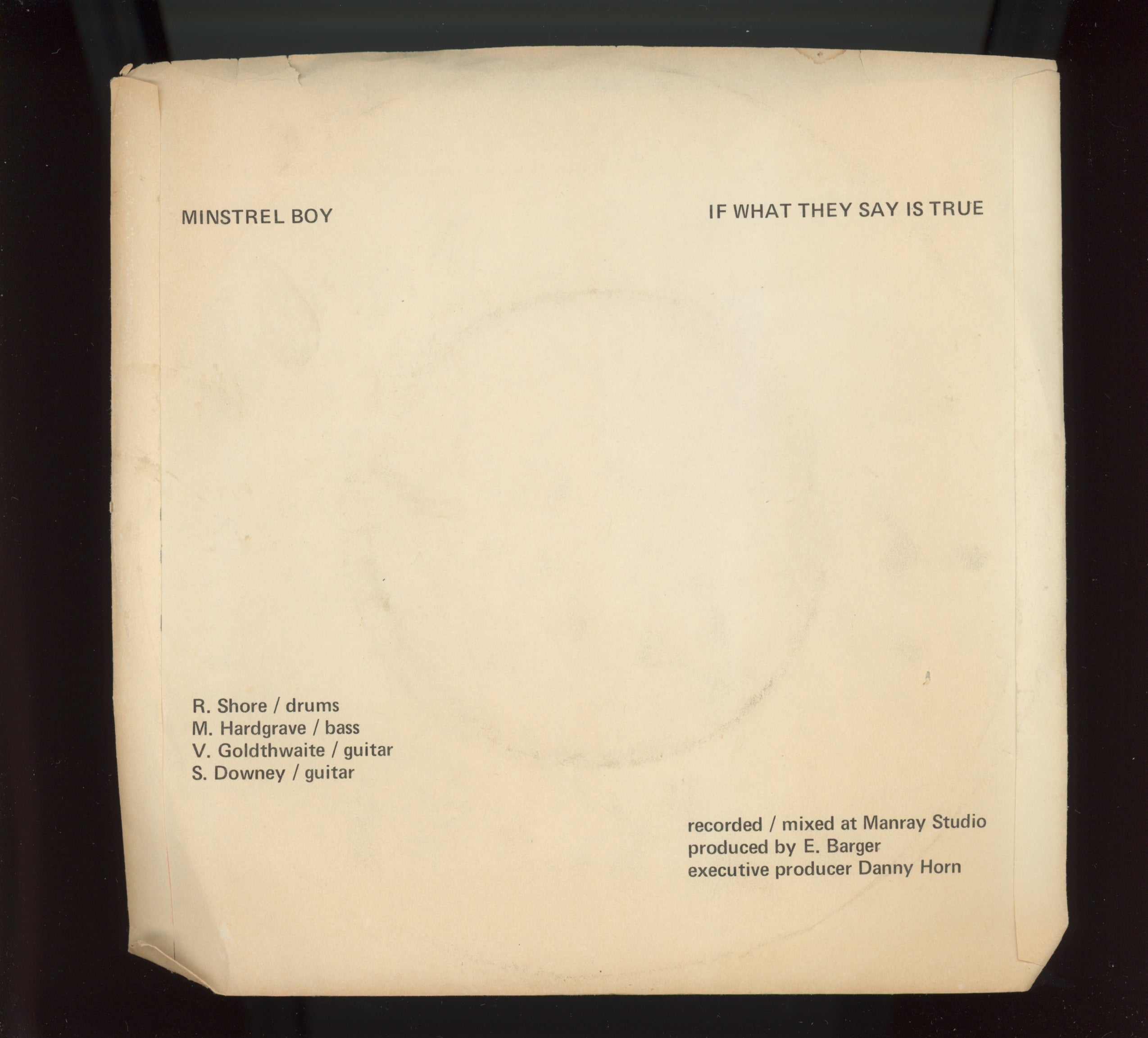 The Immortal Porpoises - If What They Say Is True / Minstrel Boy on Manray Rock 45 With Picture Sleeve