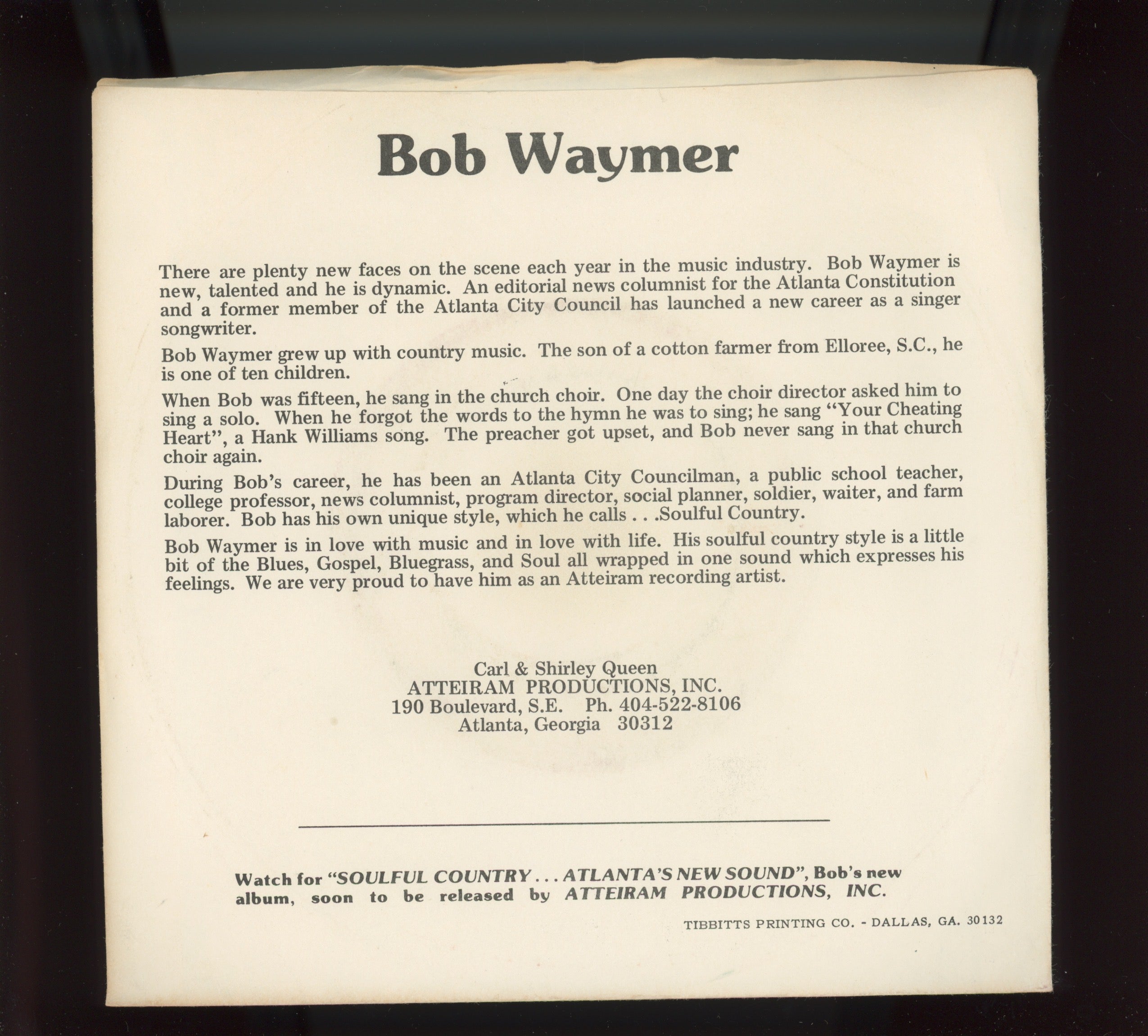 Bob Waymer - They're Playing Disco (On The Country Radio) Part II on Atteiram Disco Funk 45 Breaks With Picture Sleeve