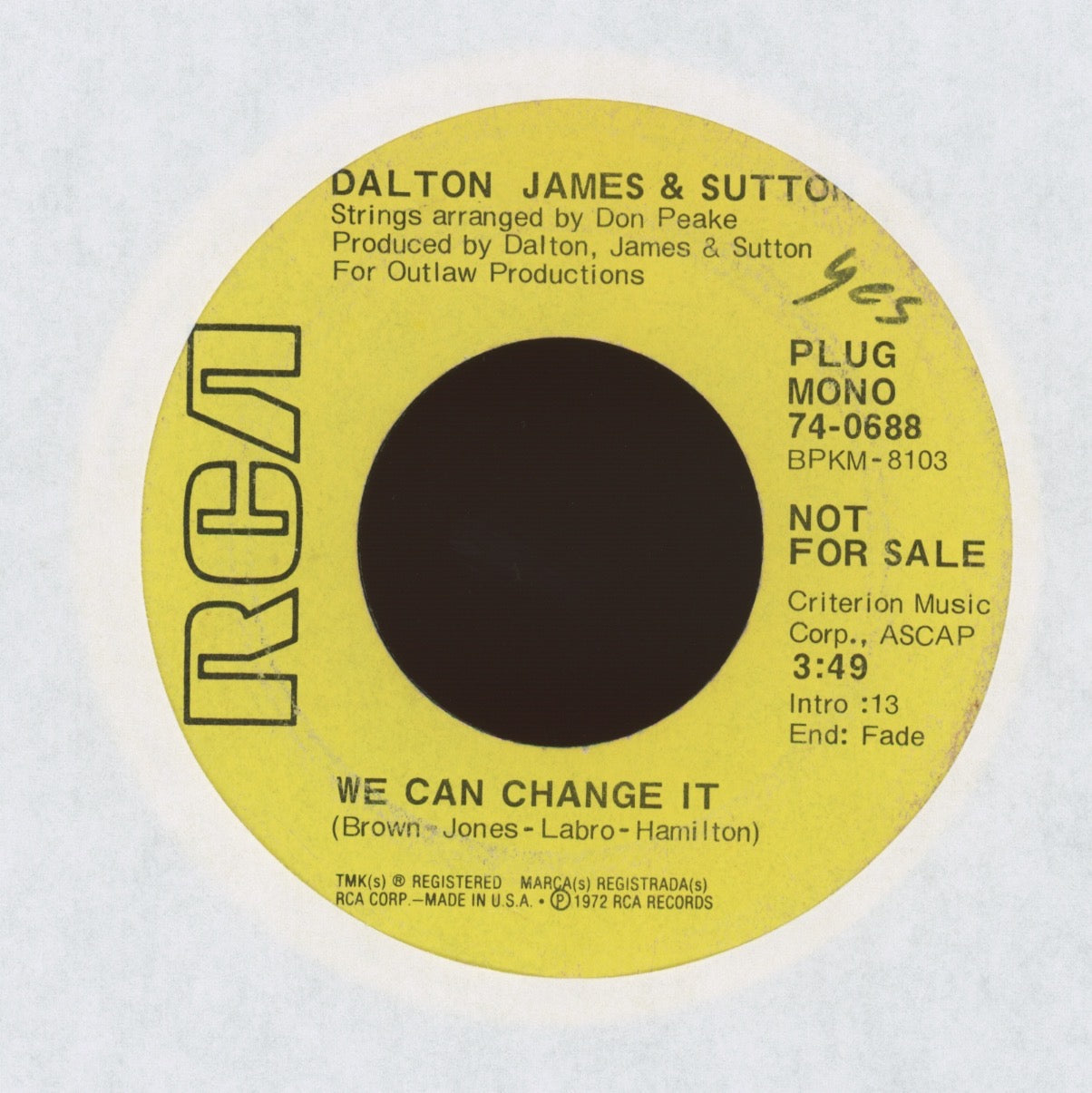 Dalton, James & Sutton - Esatoria on RCA Promo Hard Rock Psych Fuzz 45