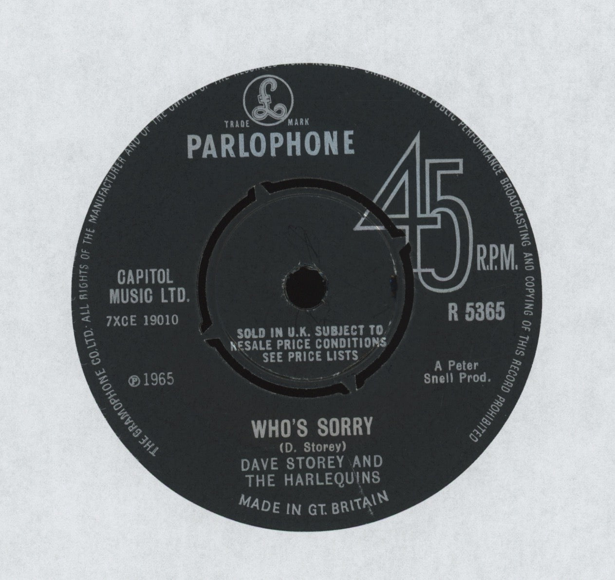 Dave Storey And The Harlequins - Who's Sorry on Parlophone UK Mod Beat 45