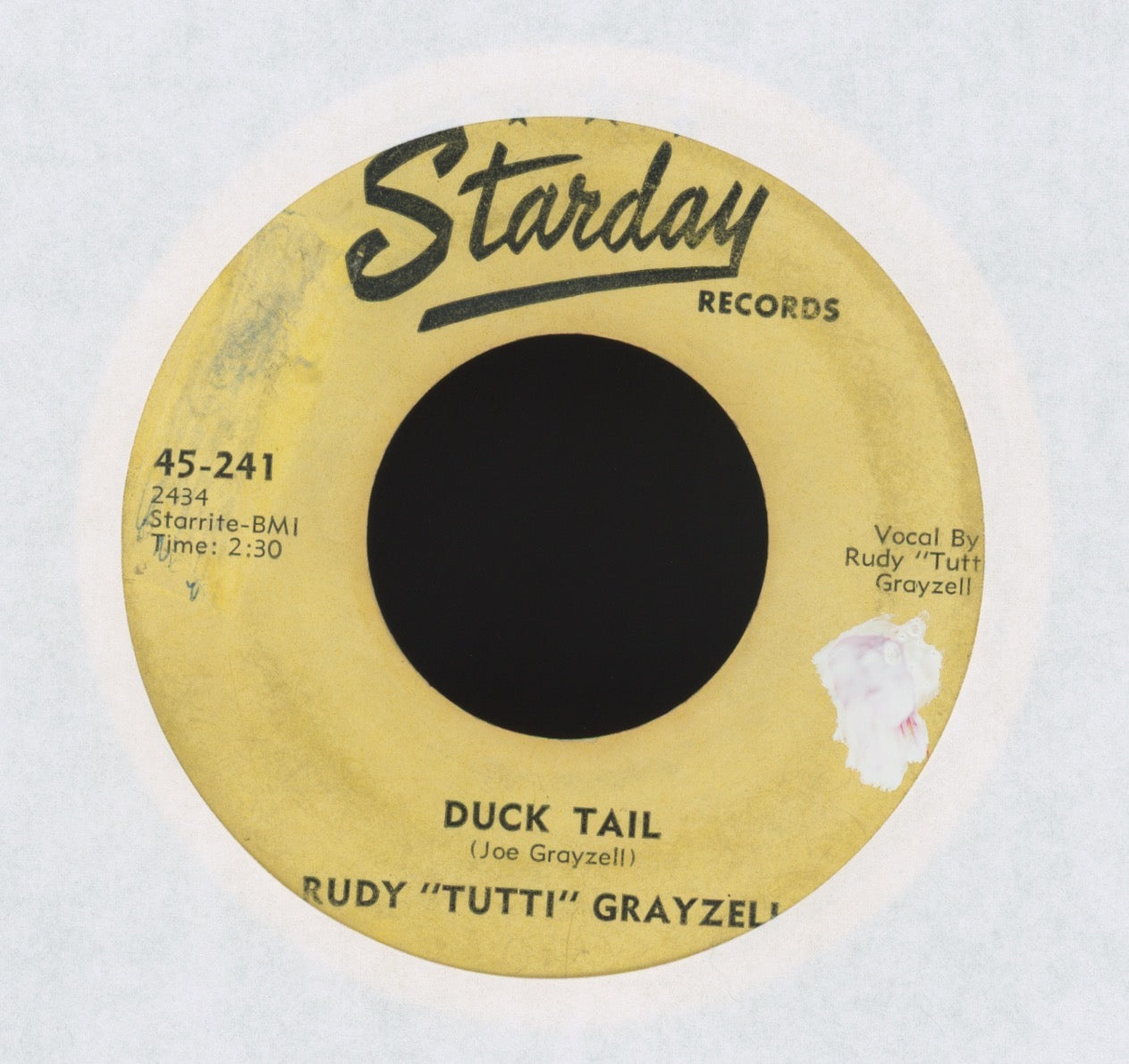 Rudy "Tutti" Grayzell - Duck Tail on Starday Rockabilly 45