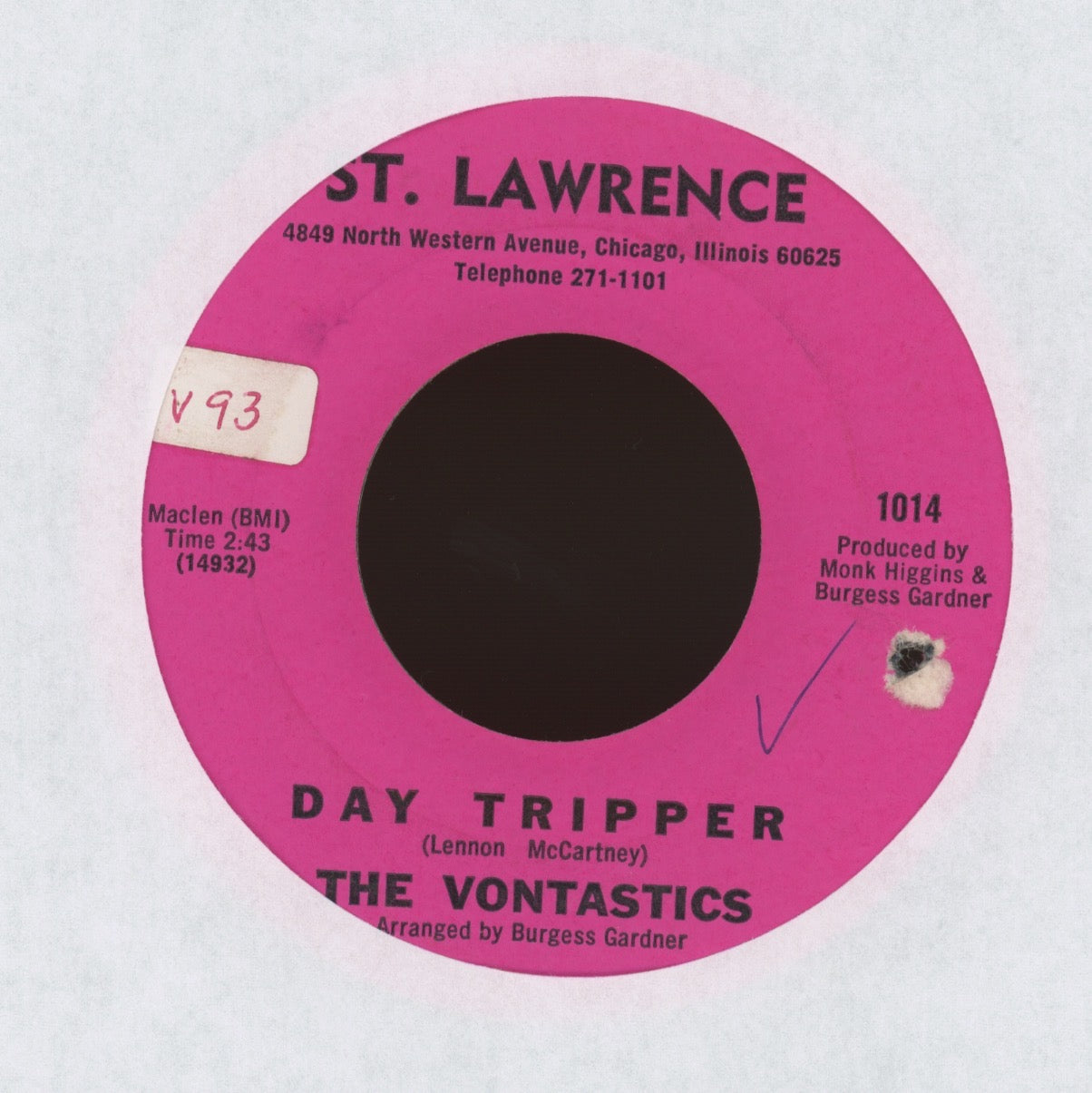 The Vontastics - Day Tripper / My Baby on St. Lawrence Northern Soul 45