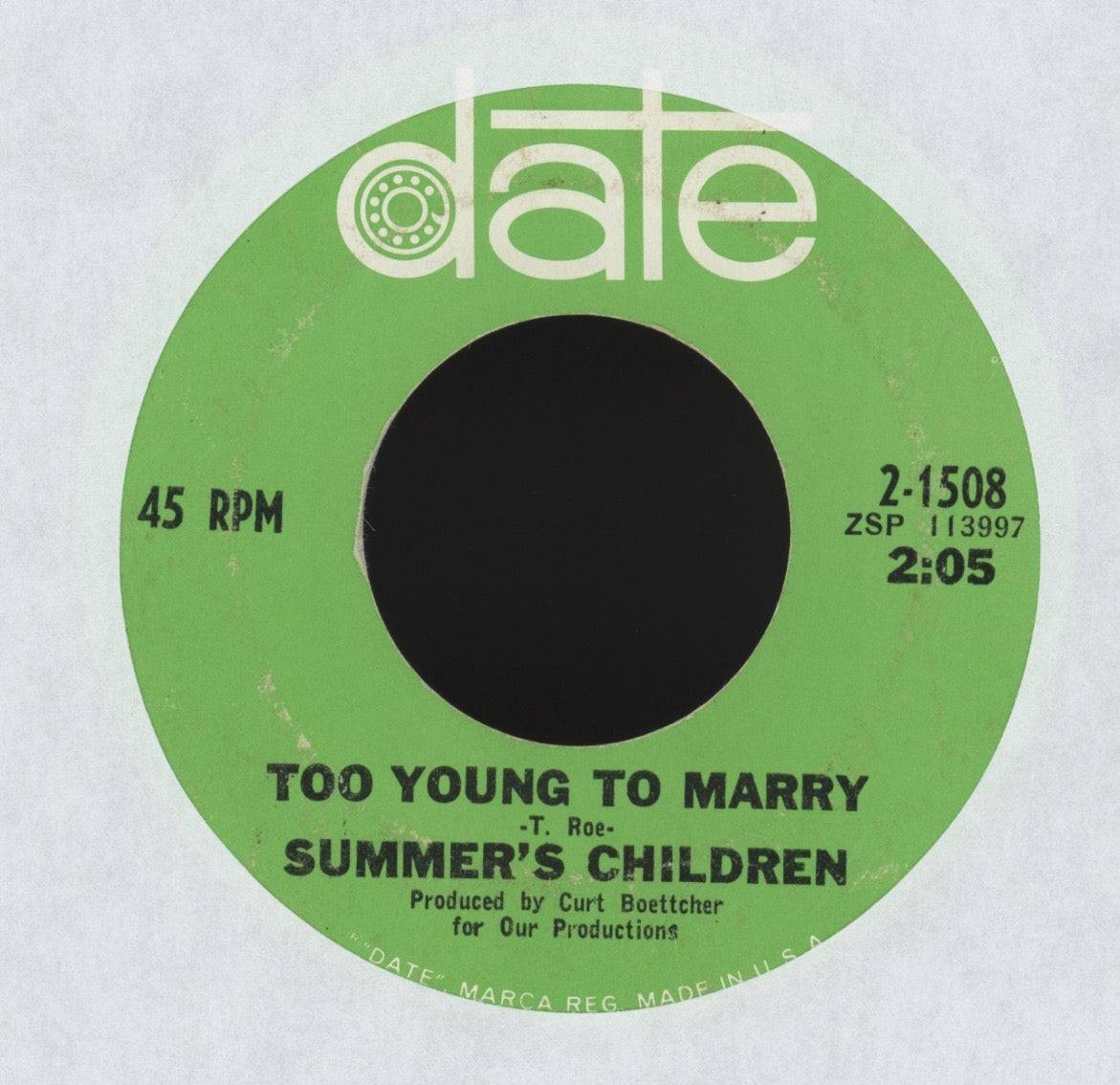 Summer's Children - Milk And Honey on Date Pop Psych 45