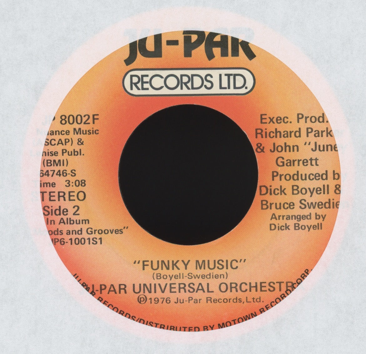 Ju-Par Universal Orchestra - Funky Music on Ju Par Funk 45