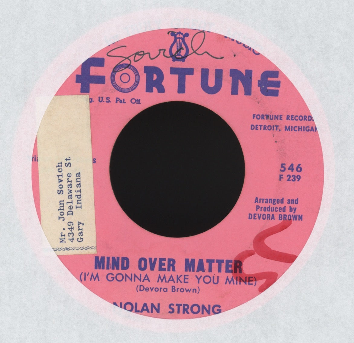 Nolan Strong - Mind Over Matter (I'm Gonna Make You Mine) on Fortune R&B Doo Wrop 45