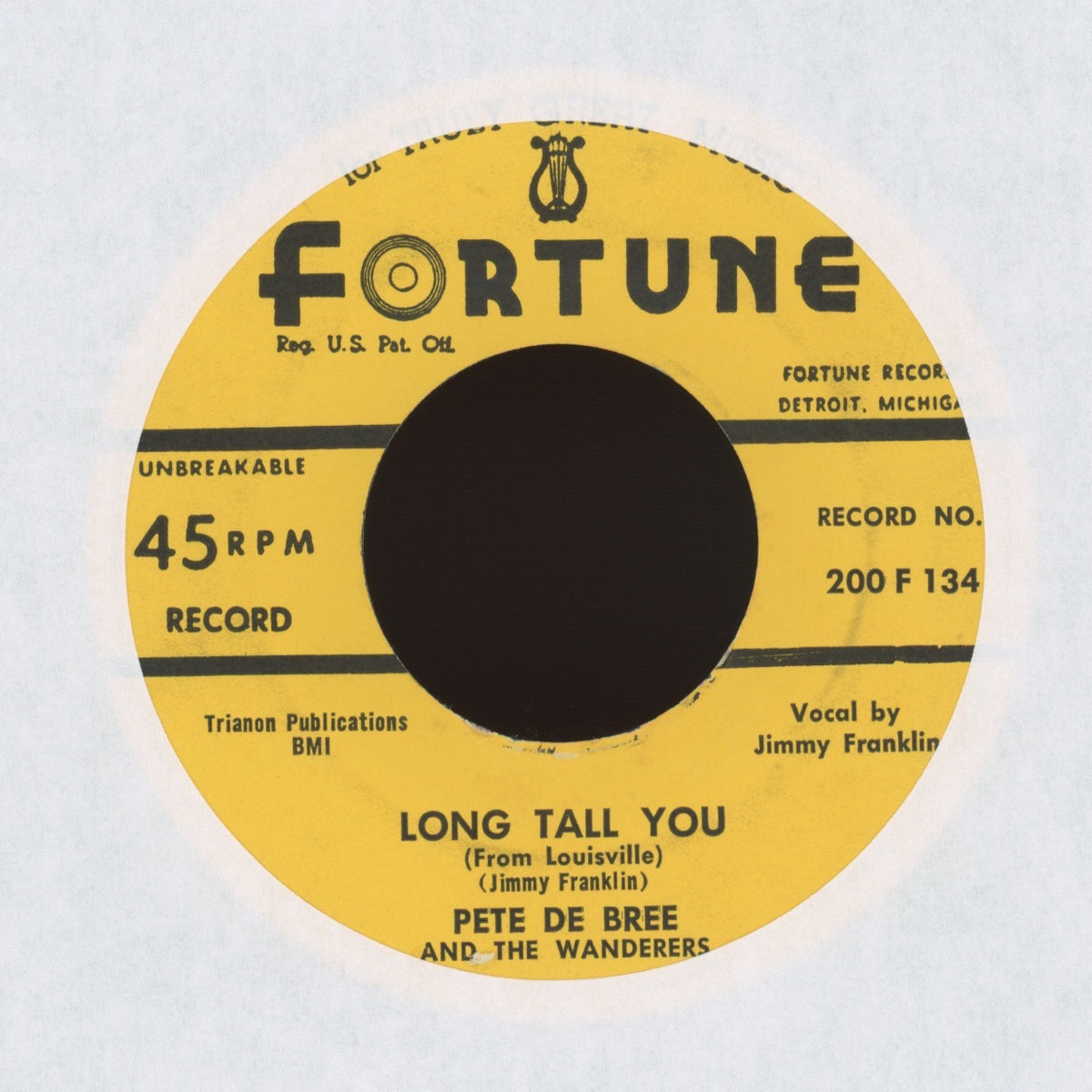 Pete De Bree And The Wanderers - Hey, Mr. Presley on Fortune Records Rockabilly 45