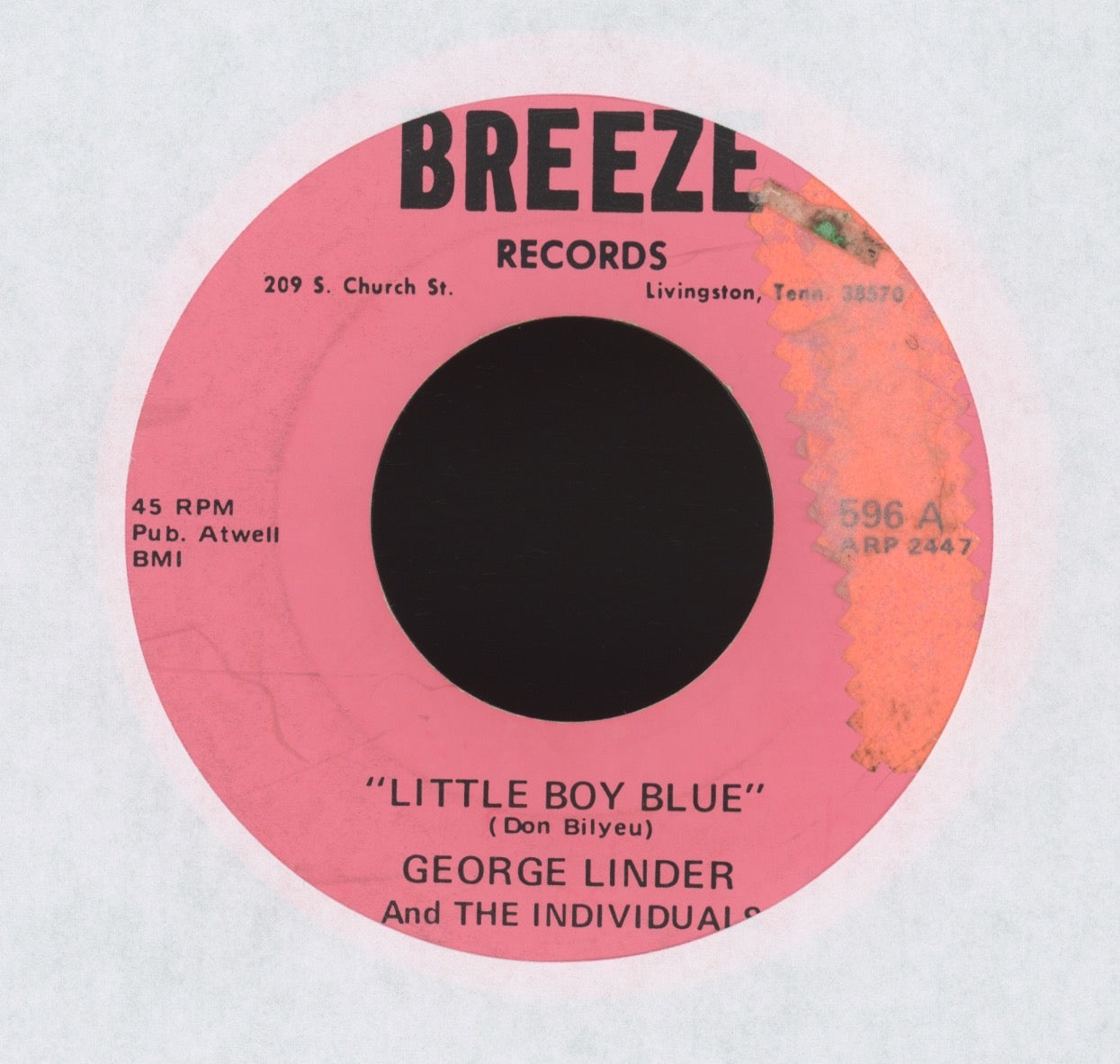 George Linder And The Individuals - Little Boy Blue on Breeze Rockabilly 45