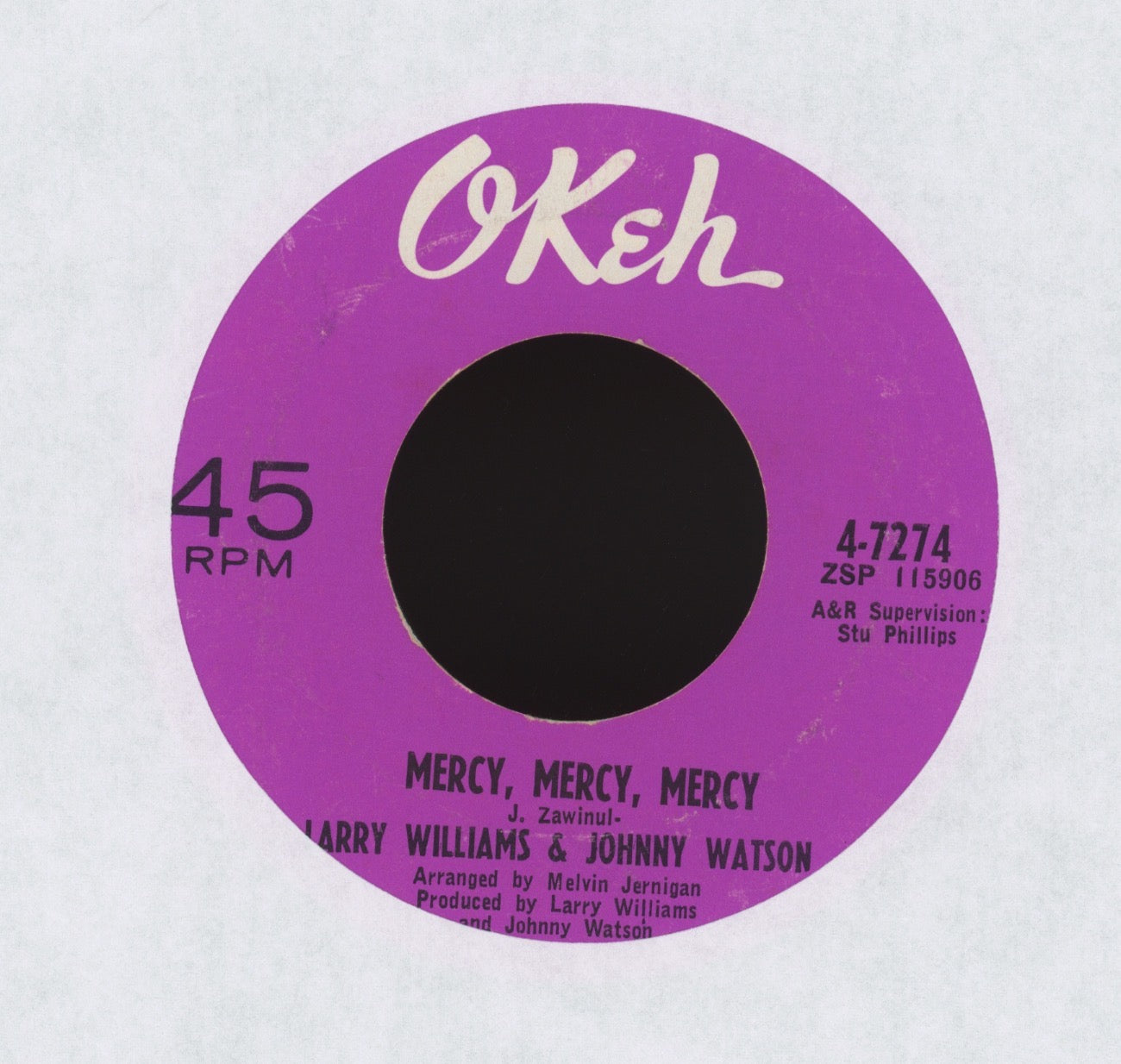 Larry Williams & Johnny Watson - A Quitter Never Wins on Okeh Northern Soul 45