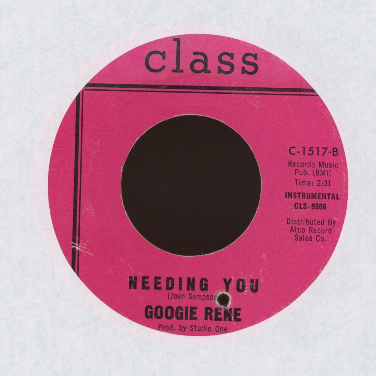 Googie Rene Combo - Smokey Joe's La La on Class Mod Soul 45