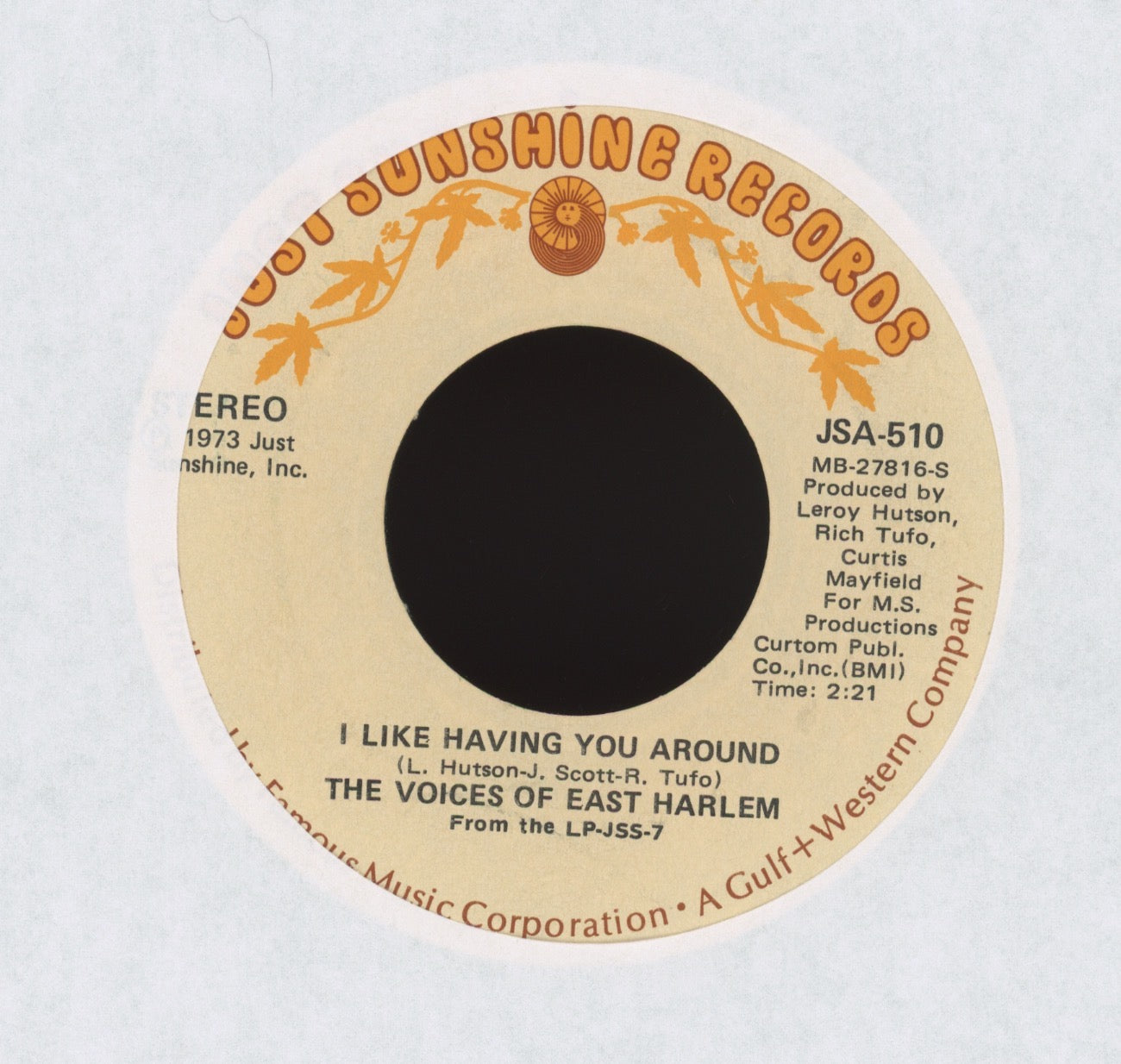 The Voices Of East Harlem - Cashing In on Just Sunshine Northern Soul 45