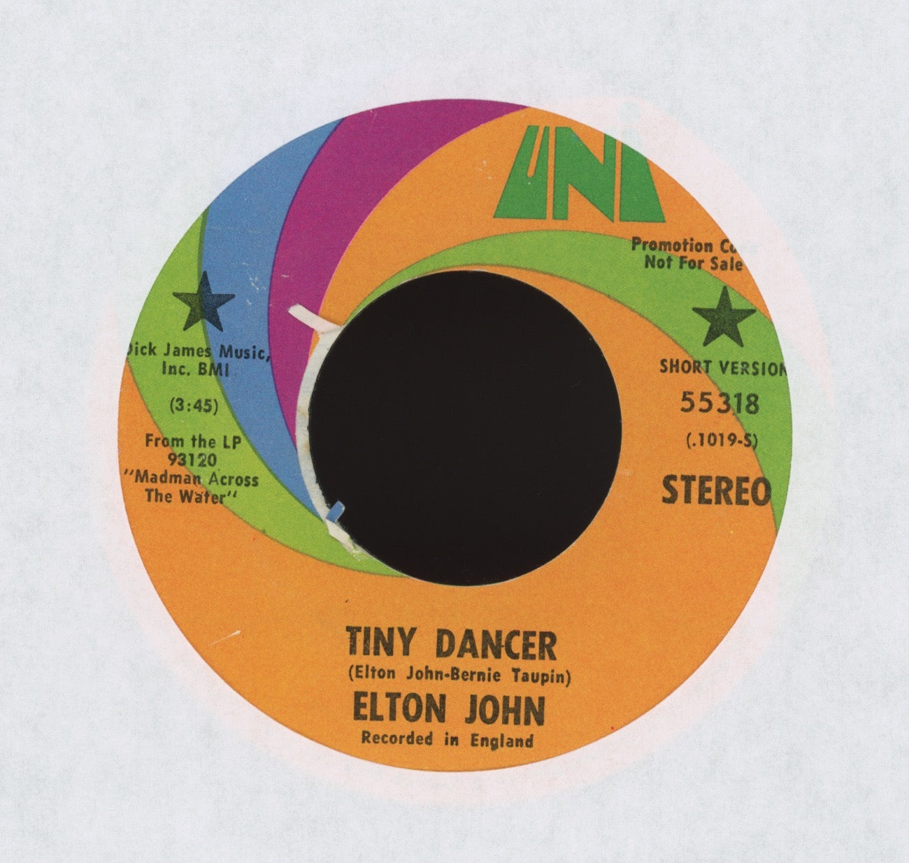 Elton John - Tiny Dancer on Uni Promo Rock 45