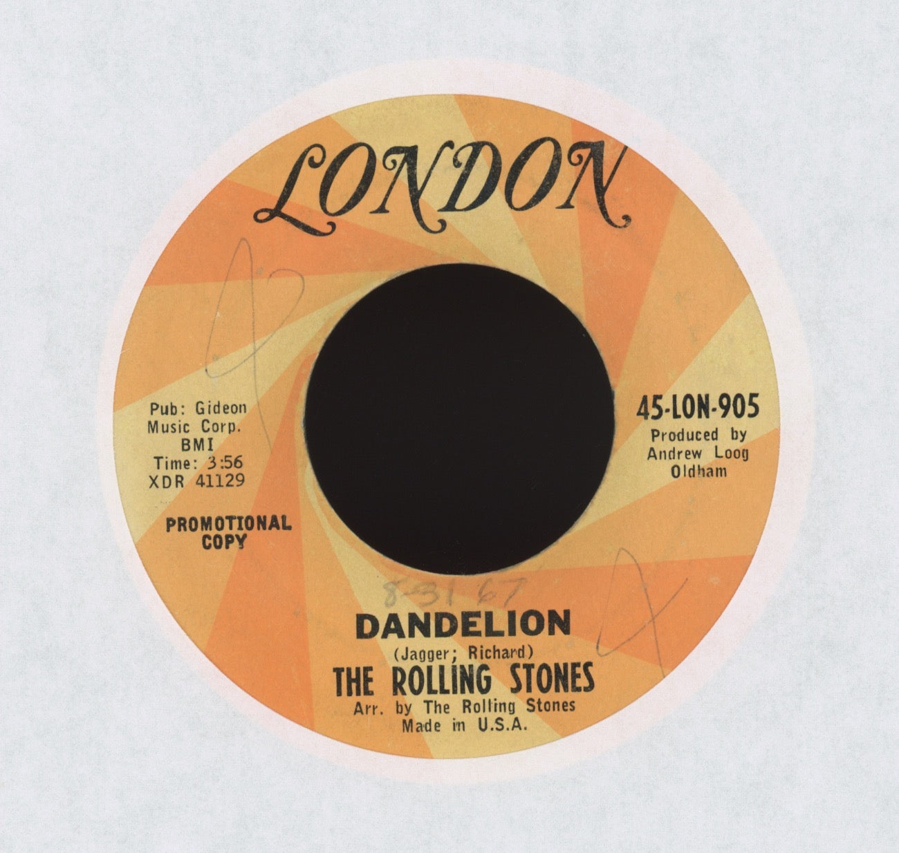 The Rolling Stones - Dandelion on London Promo Rock 45