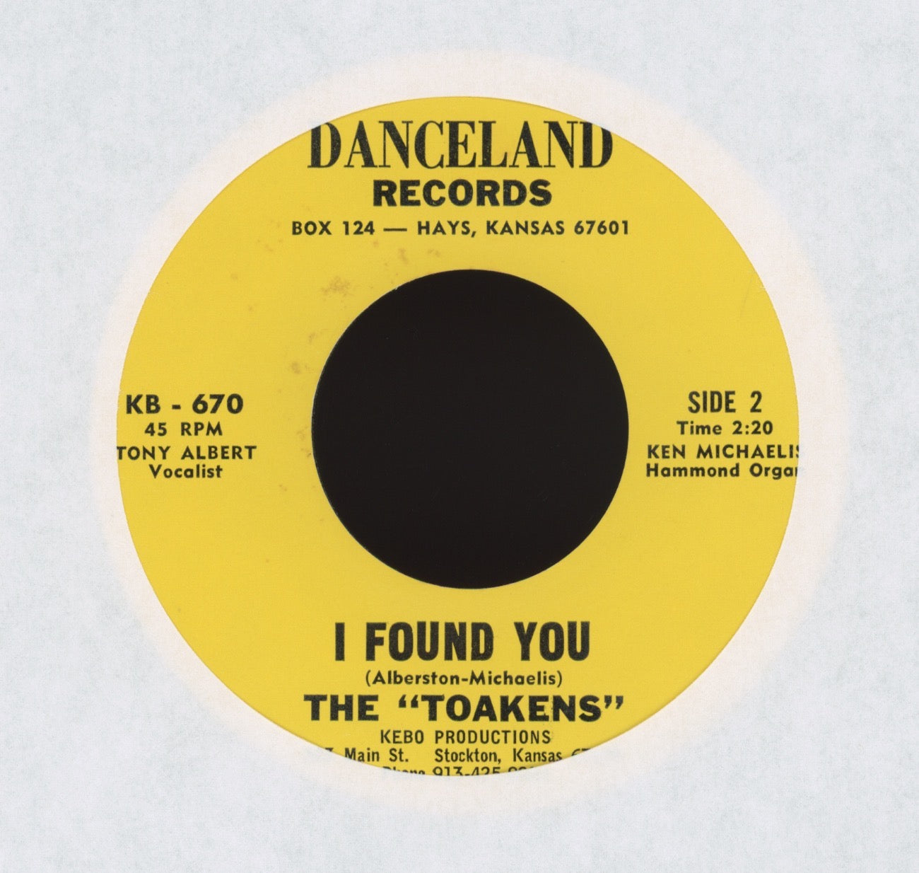 The Toakens - I Found You on Danceland Hard Rock Prog 45