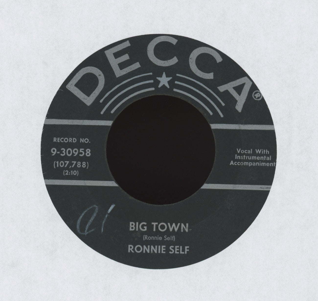 Ronnie Self - Big Town on Decca Rockabilly 45