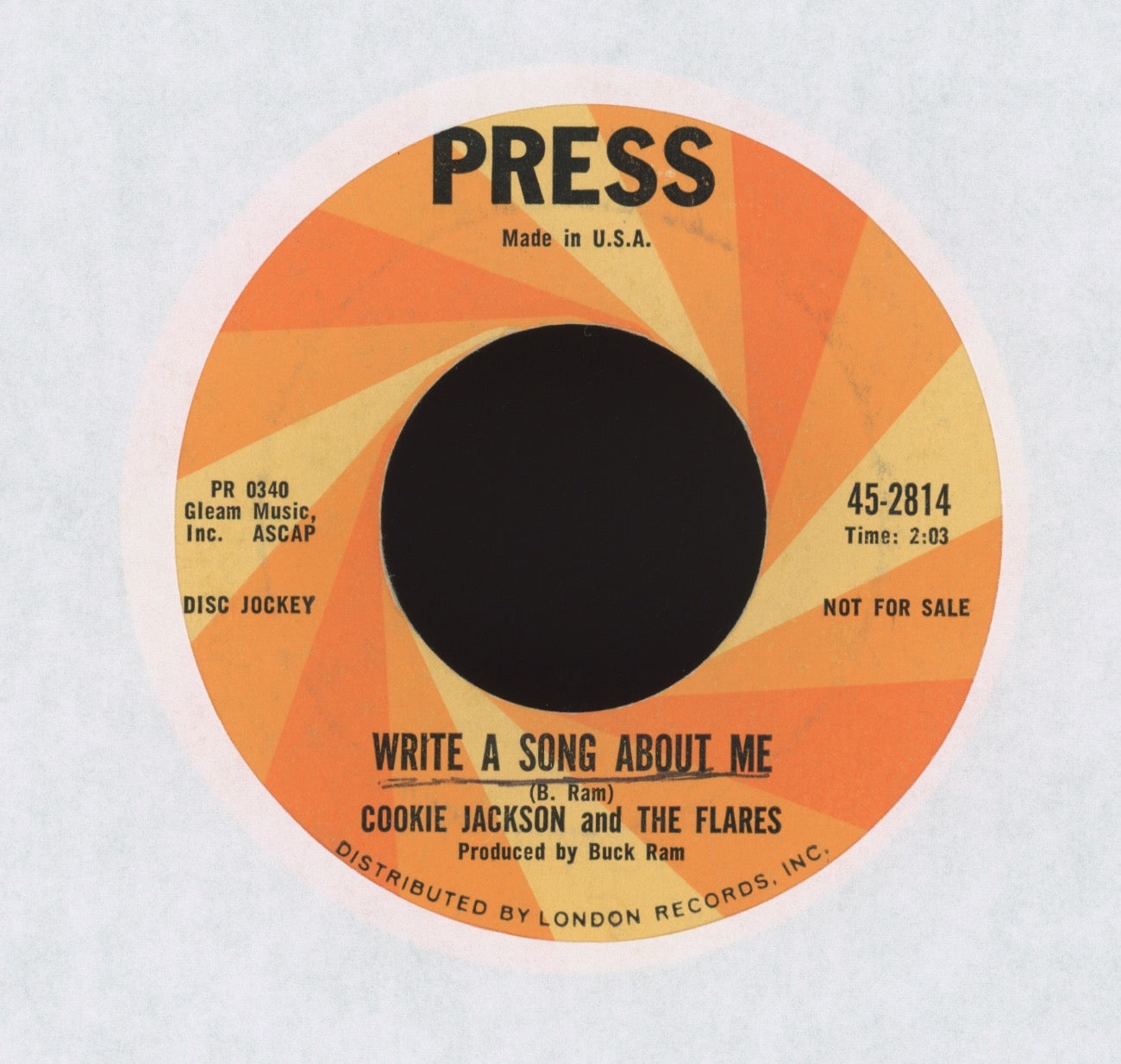 Cookie Jackson & The Flares - I Didn't Lose A Doggone Thing on Press Promo R&B 45