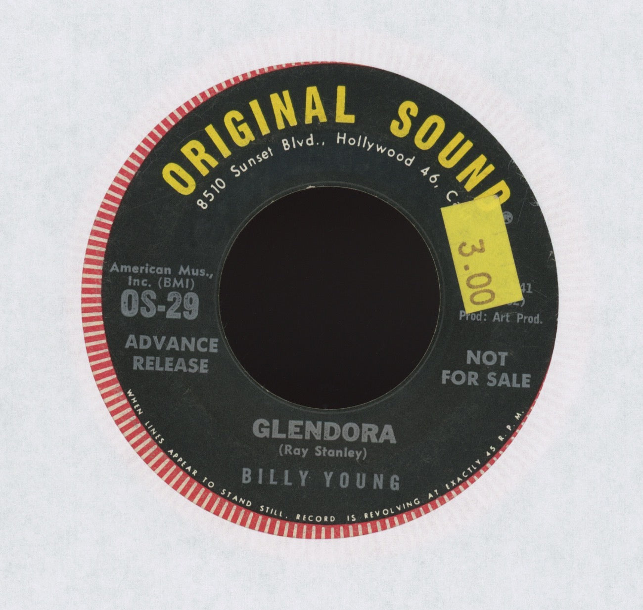 Billy Young - Glendora on Original Sound Promo Northern Soul 45