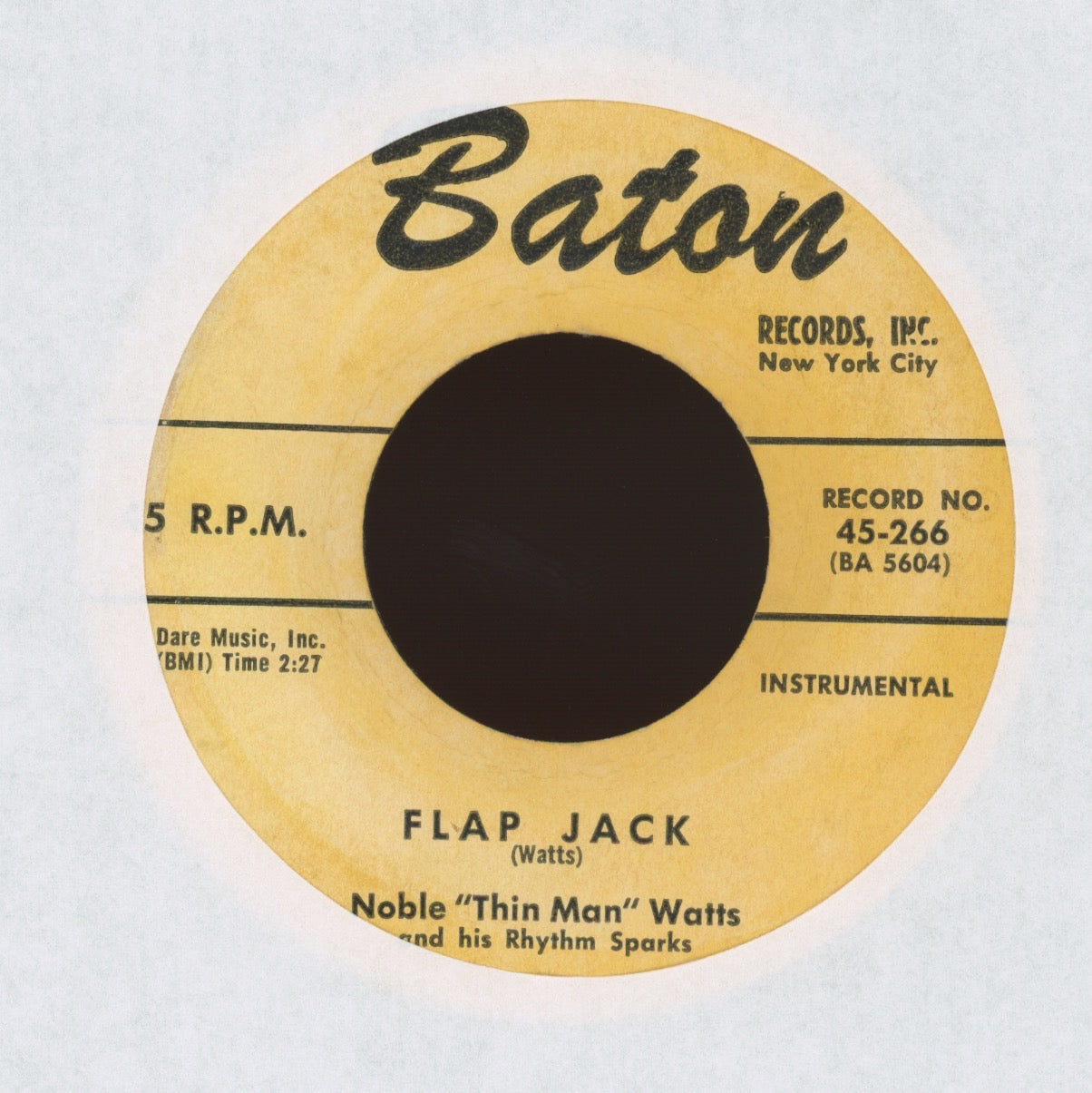 Noble "Thin Man" Watts & His Rhythm Sparks - Hot Tamales on Baton Instro R&B 45