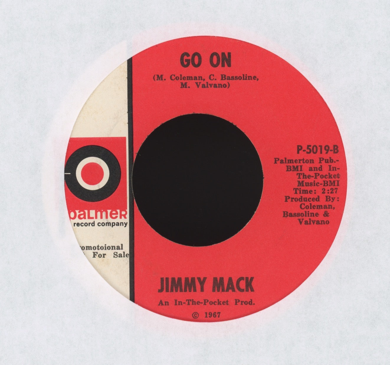 Jimmy Mack - My World Is On Fire on Palmer Promo Northern Soul 45