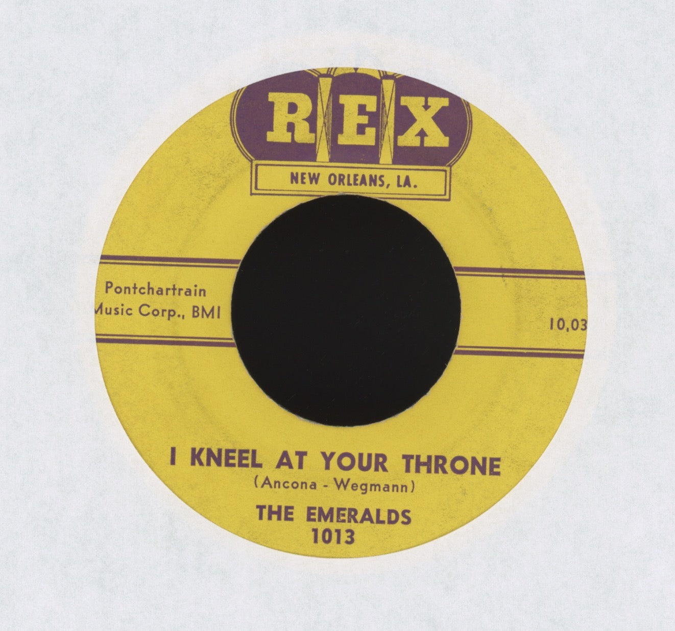 The Emeralds - I Kneel At Your Throne on Rex R&B Doo Wop 45