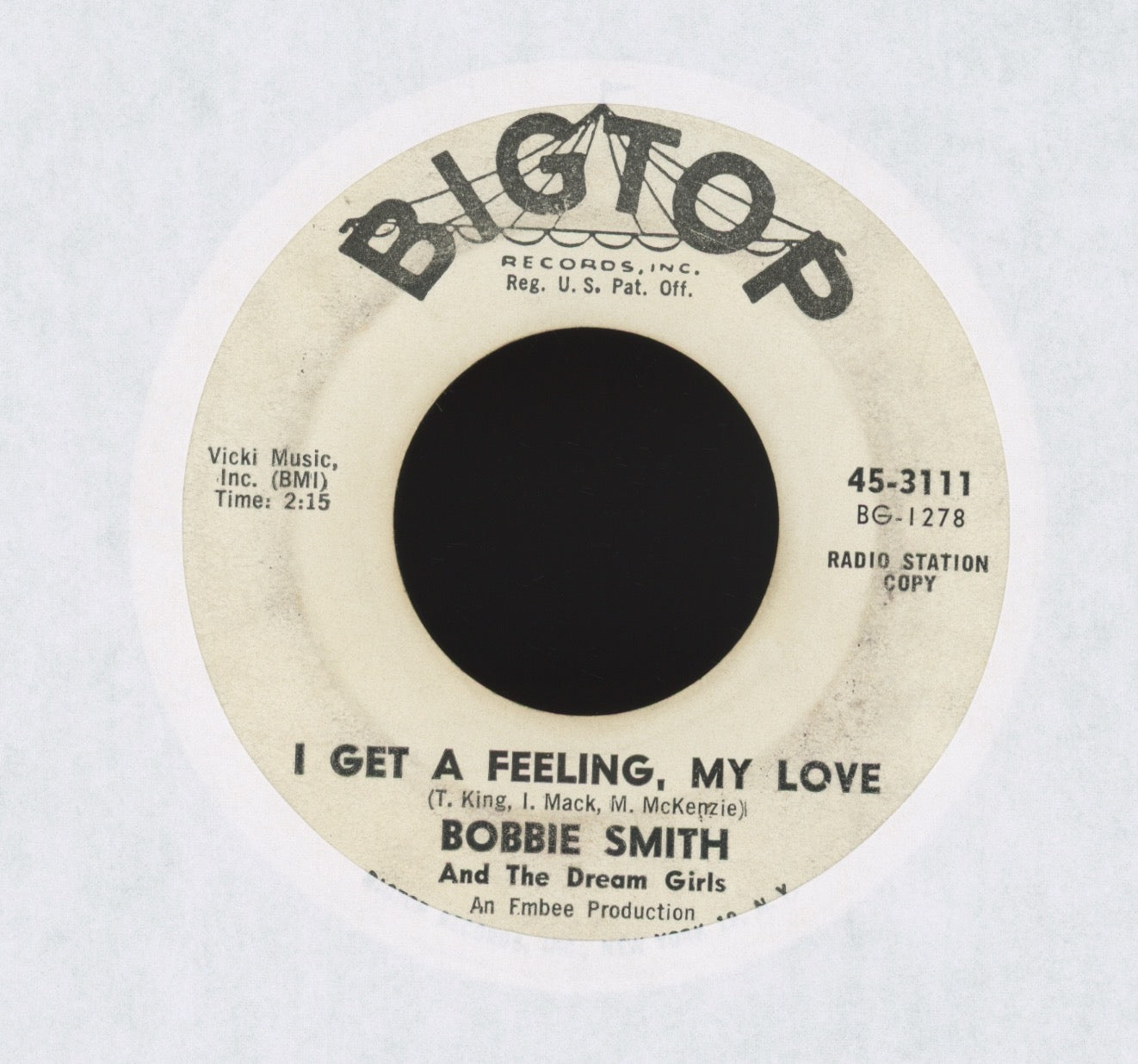 Bobbie Smith & The Dream Girls - Here Comes Baby on Bigtop Promo Northern Soul Popcorn 45