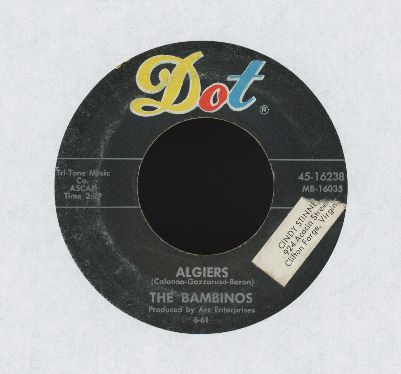 The Bambinos - Algiers on Dot R&B Exotica 45