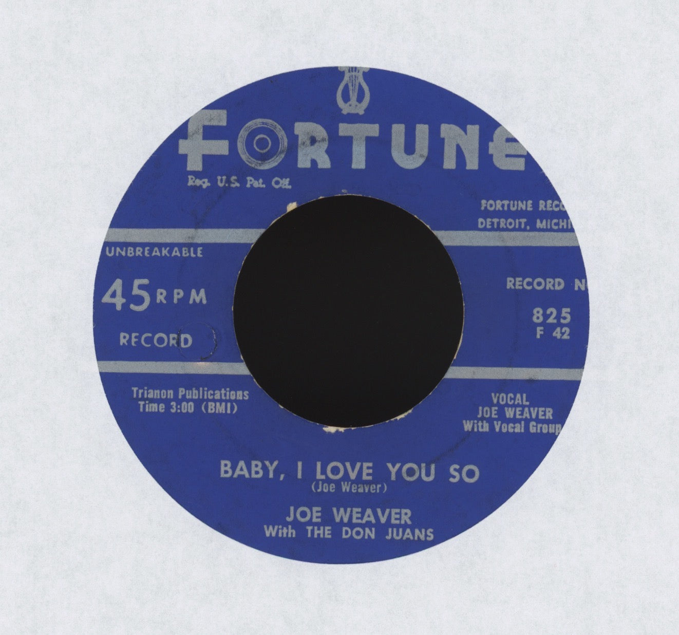 Joe Weaver & The Don Juans - Baby, I Love You So on Fortune R&B Doo Wop 45